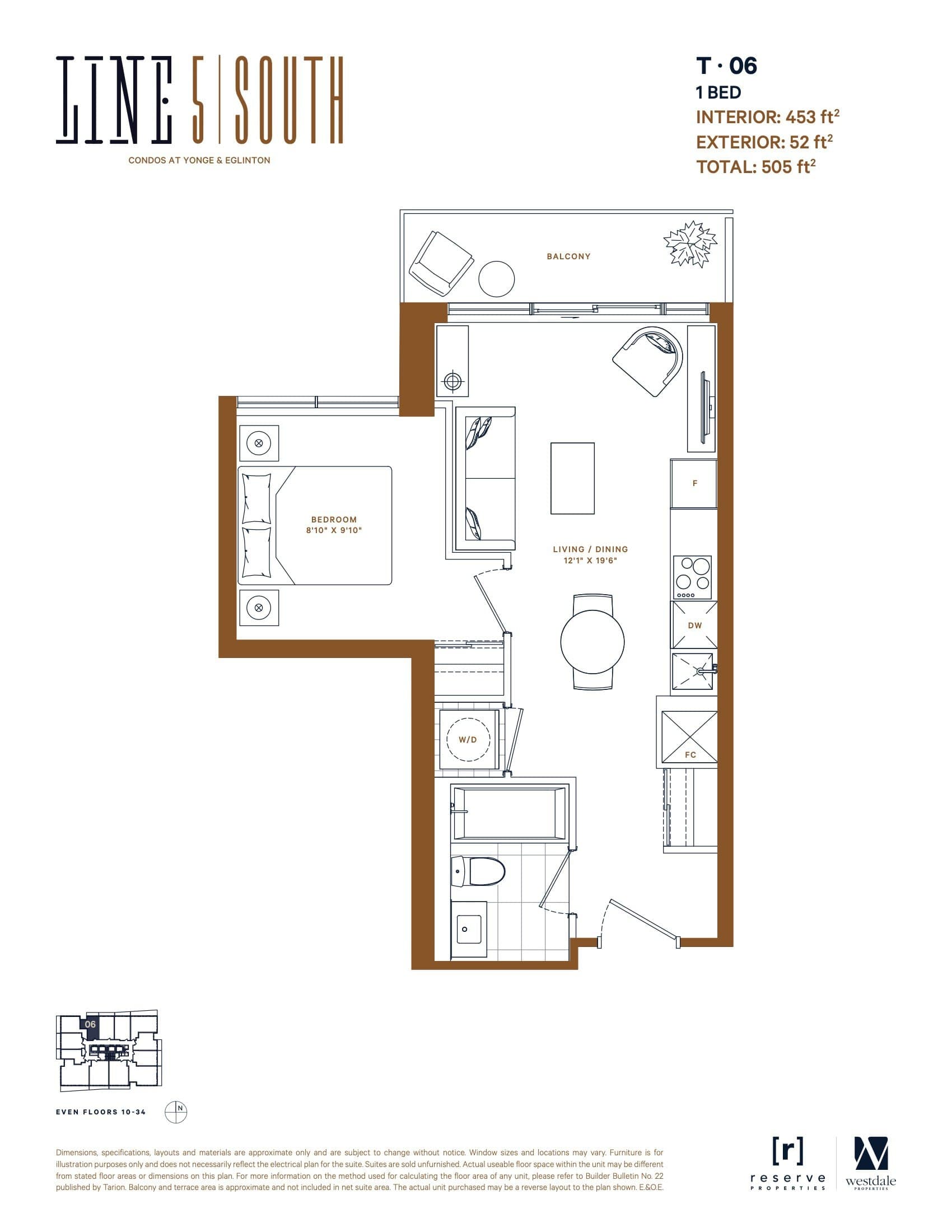 T-06 Floor Plan at Line 5 South Tower Condos - 453 sq.ft