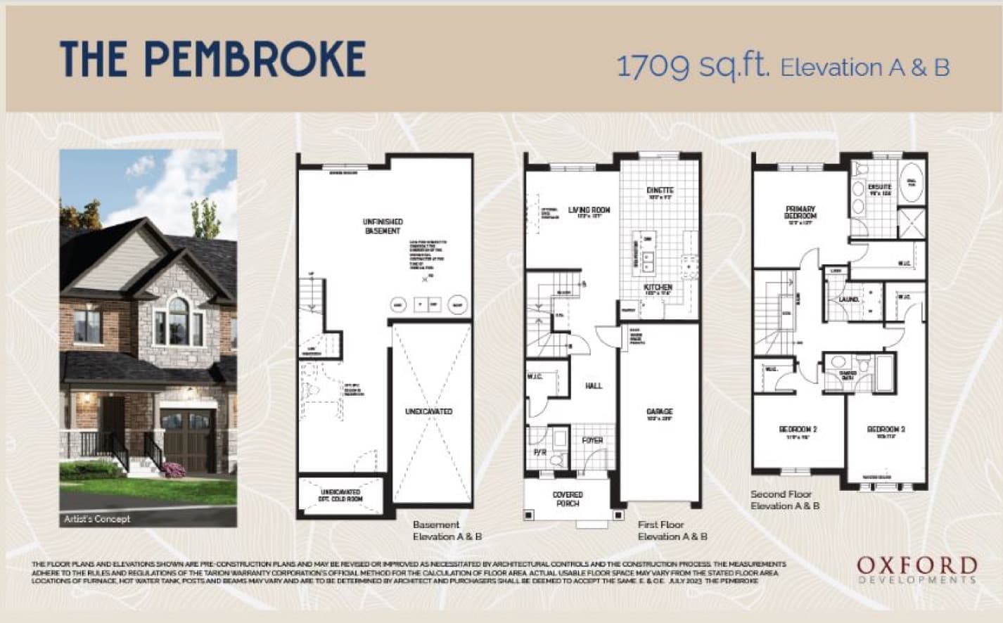 The Pembroke Floor Plan at Luthers Landing Towns - 1709 sq.ft