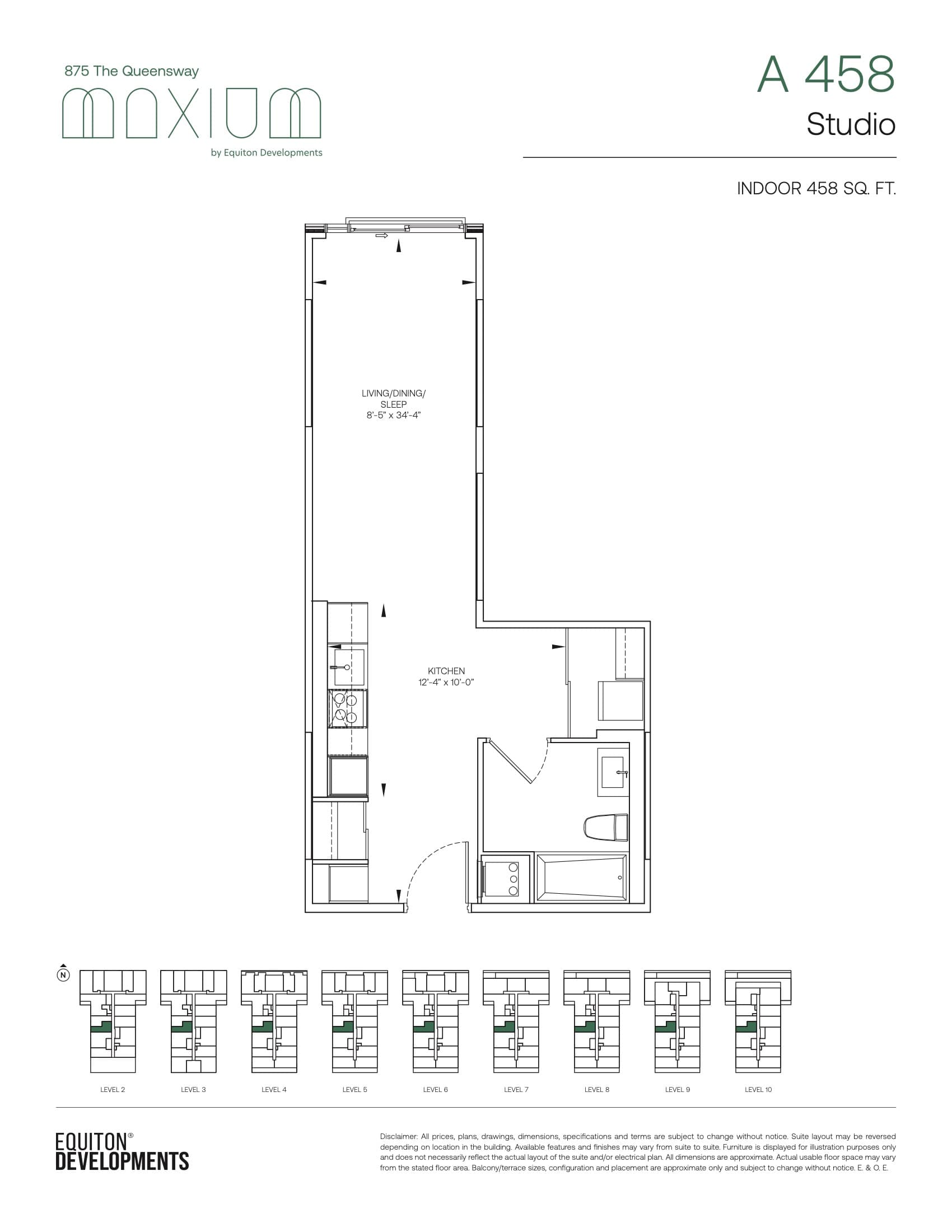A 458 (Elevate Collection) Floor Plan at Maxium Condos - 458 sq.ft