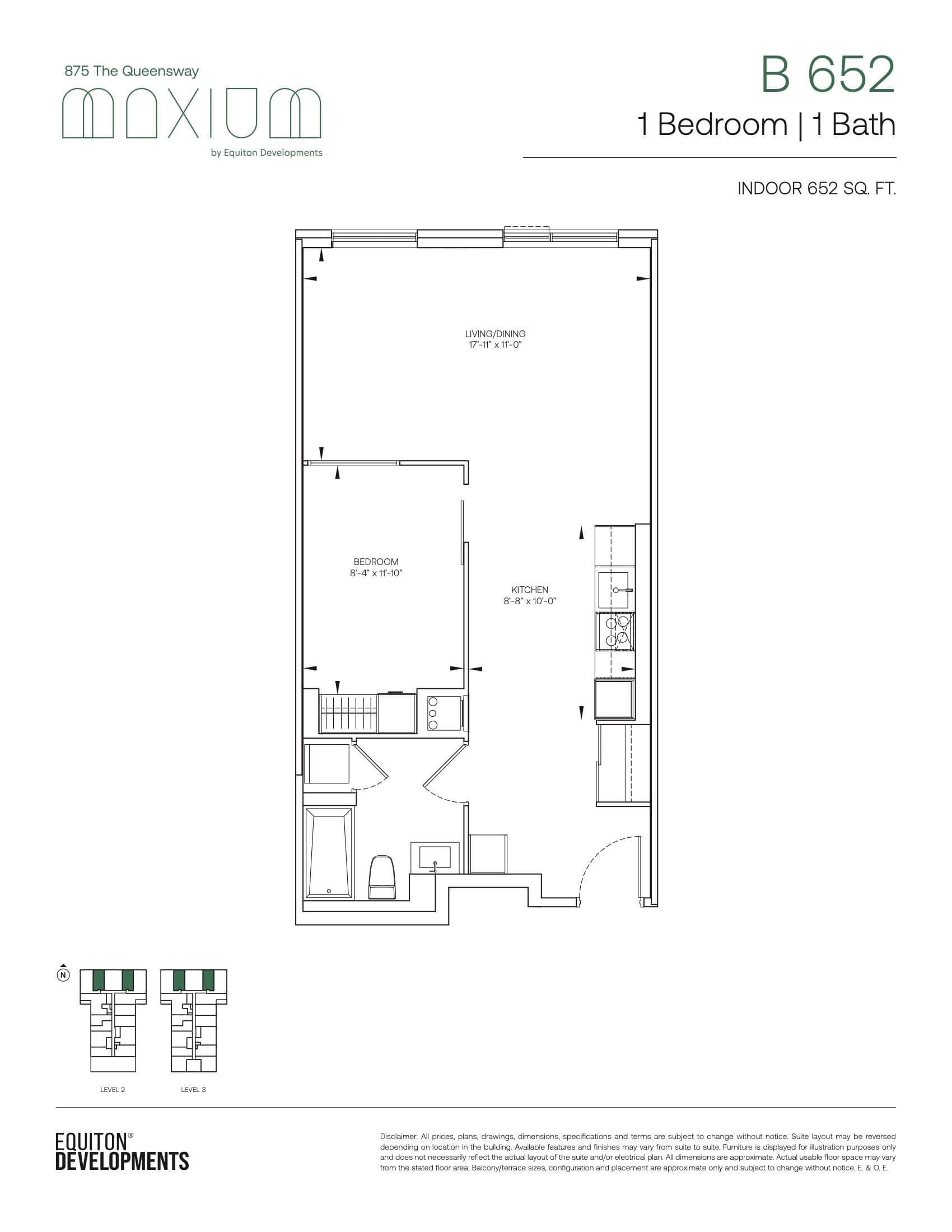 B 652 (Elevate Collection) Floor Plan at Maxium Condos - 652 sq.ft
