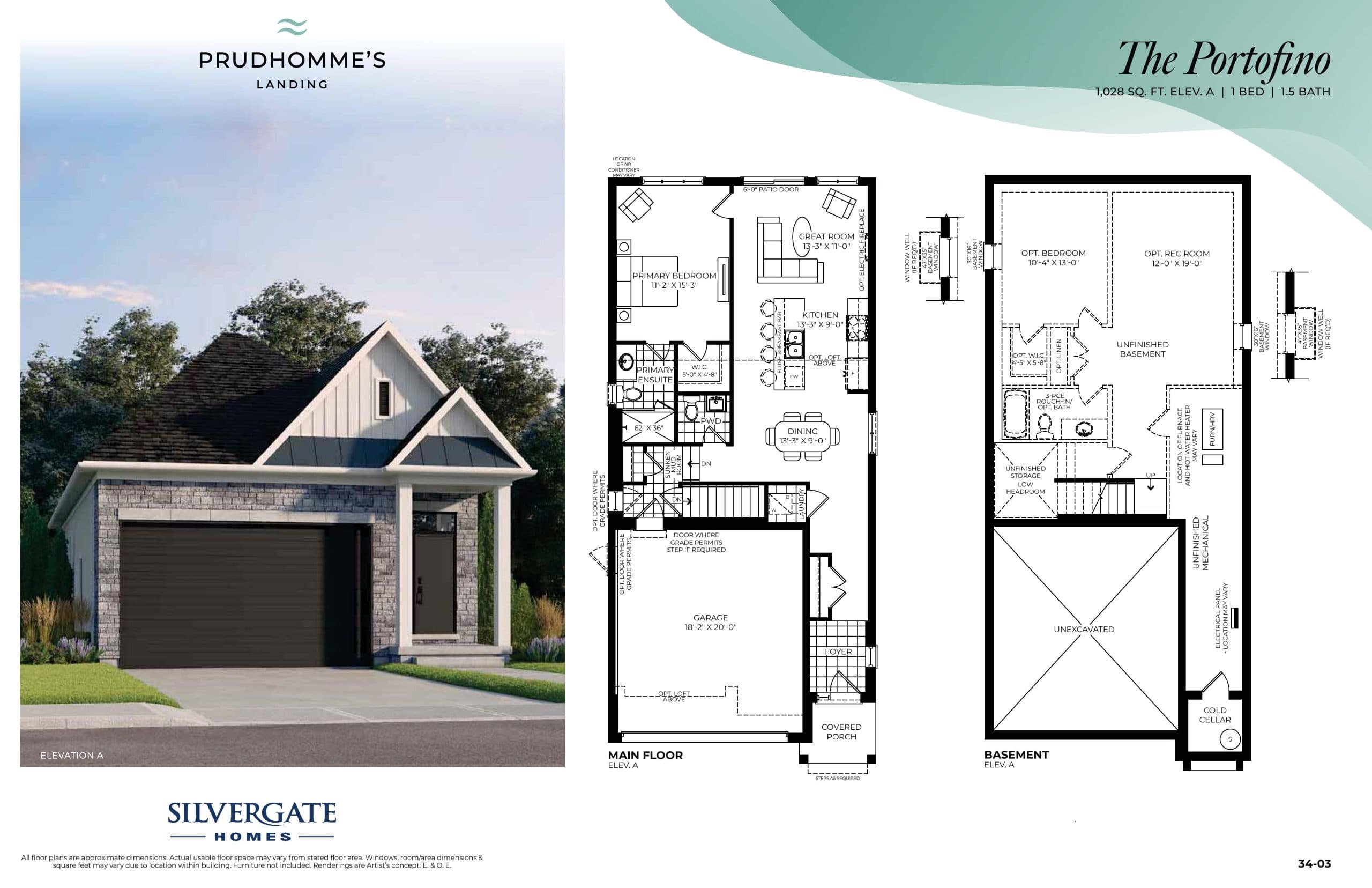 The Portofino Floor Plan at Prudhomme's Landing - Single-Family Homes - 1028 sq.ft