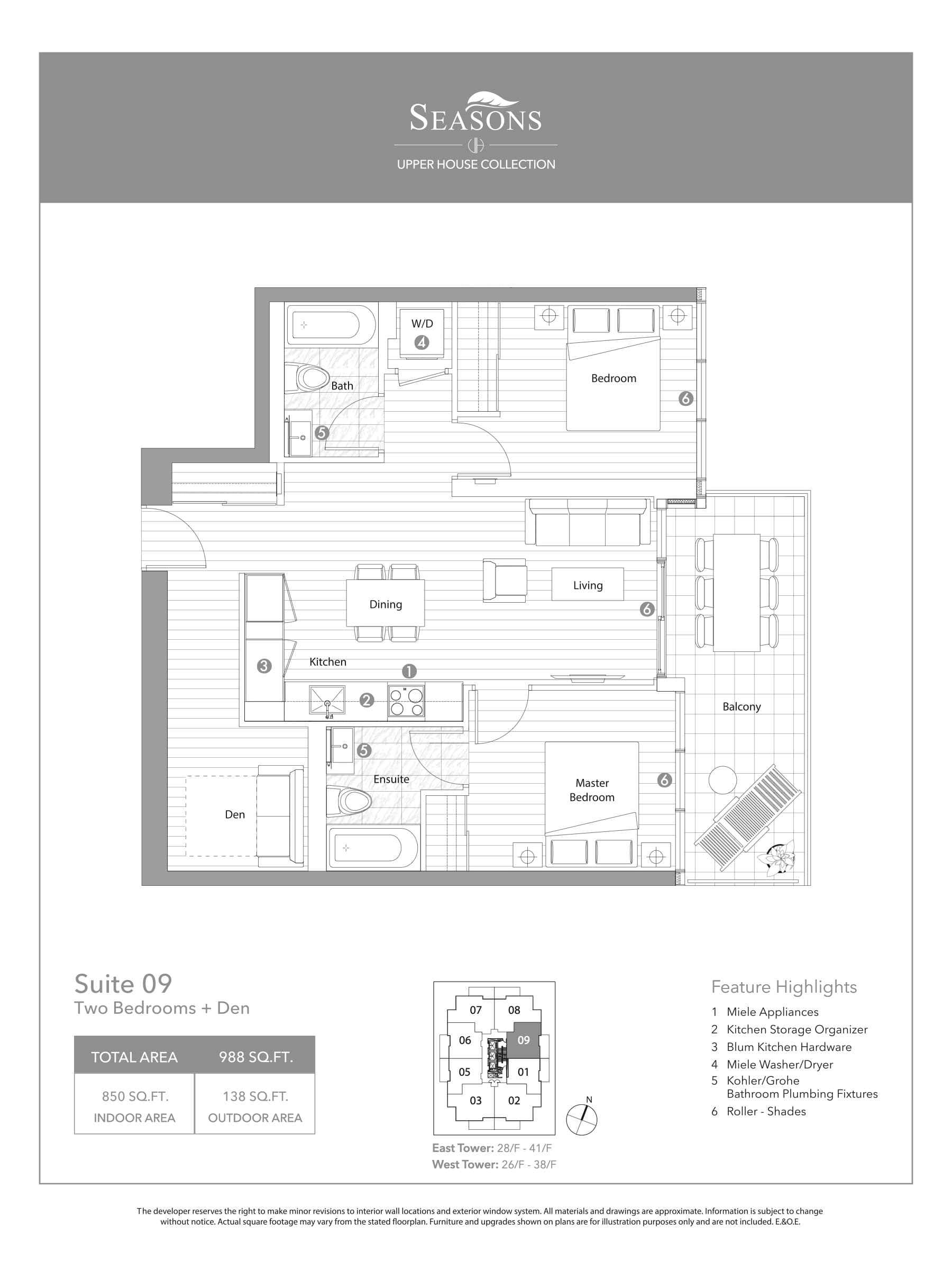 Suite 09 - Upper House Collection Floor Plan at Seasons II Condos - 850 sq.ft