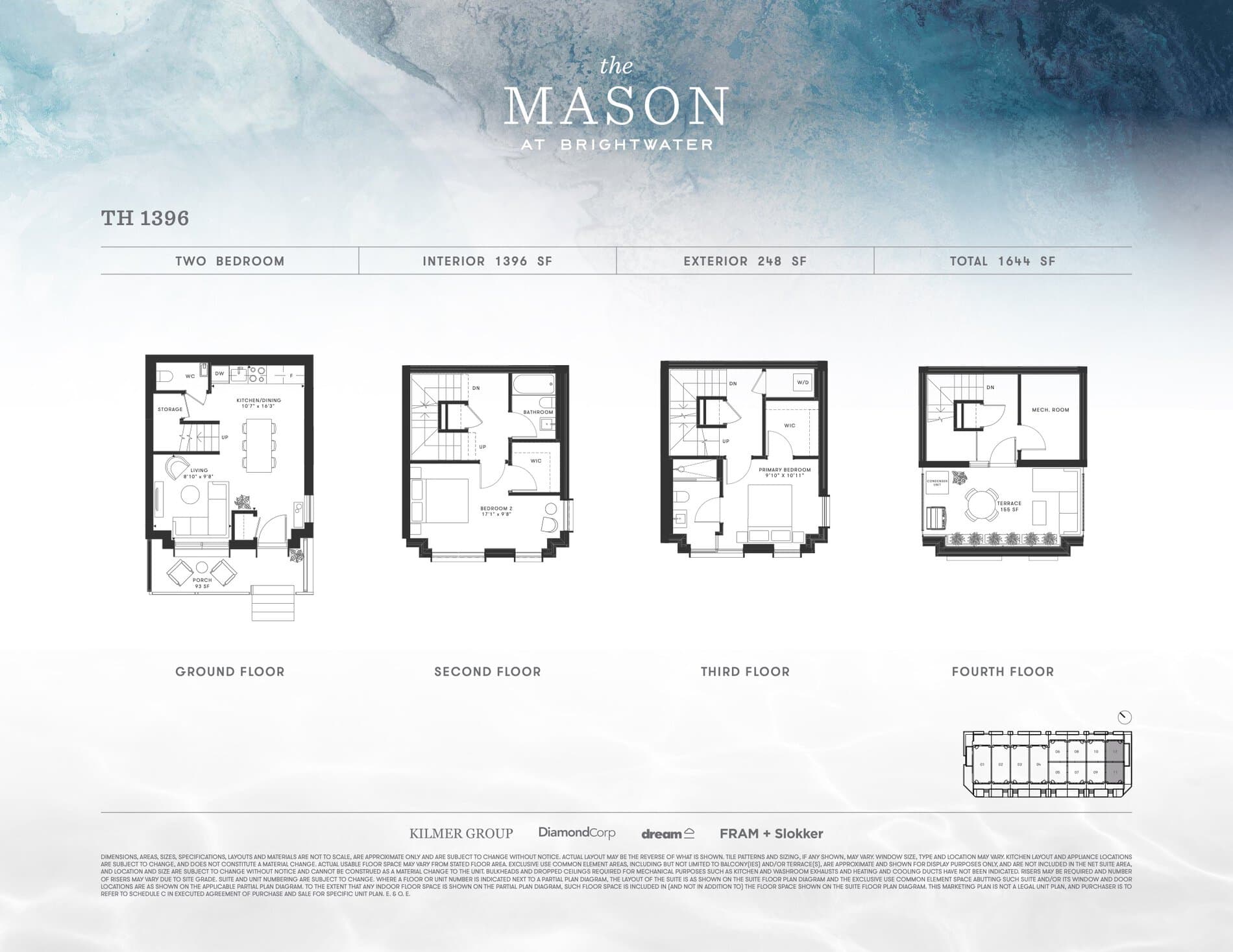 TH 1396 Floor Plan at The Mason Towns at Brightwater - 1396 sq.ft