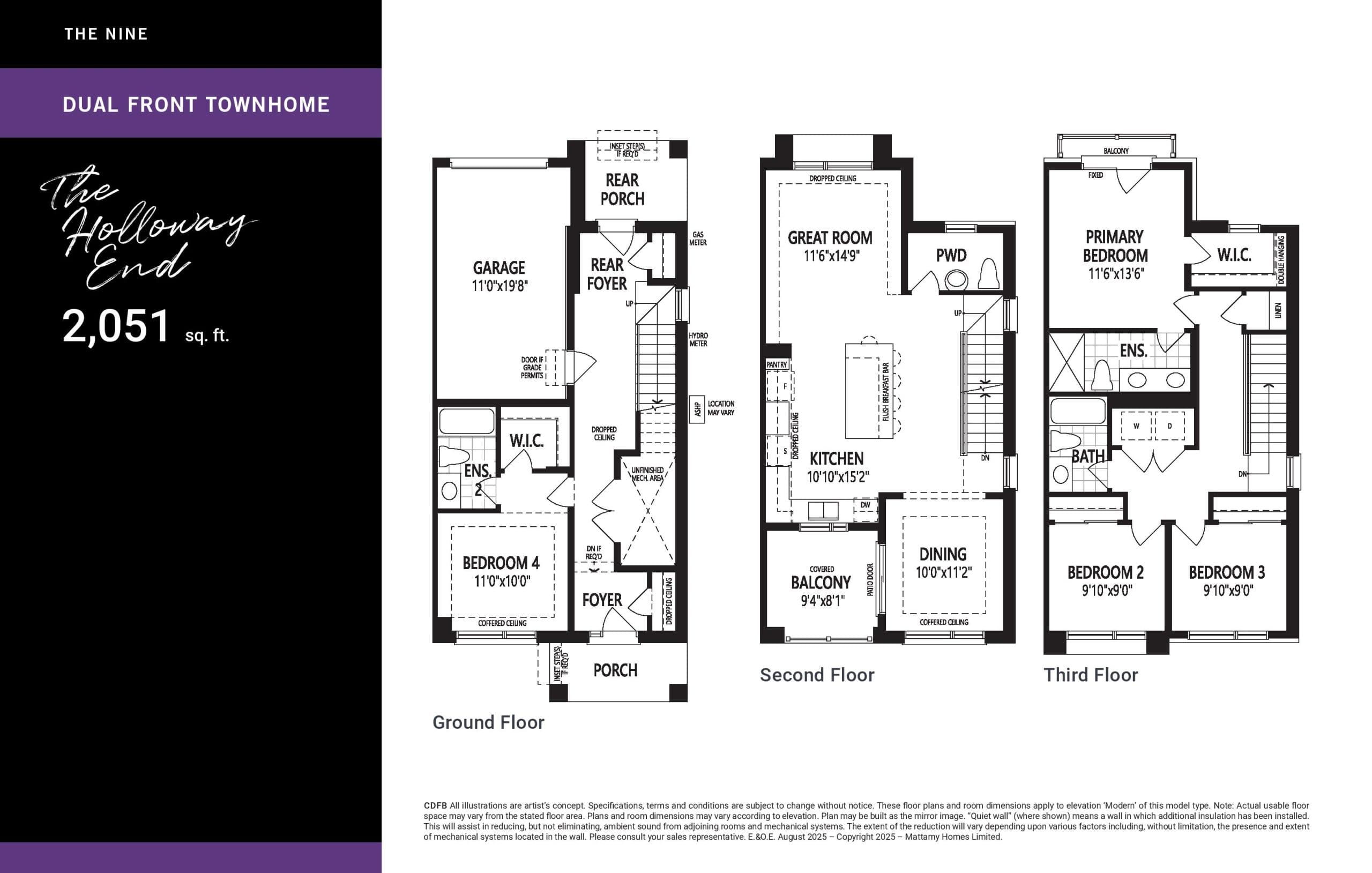 The Holloway (End) Floor Plan at The Nine Phase 3 - 2051 sq.ft