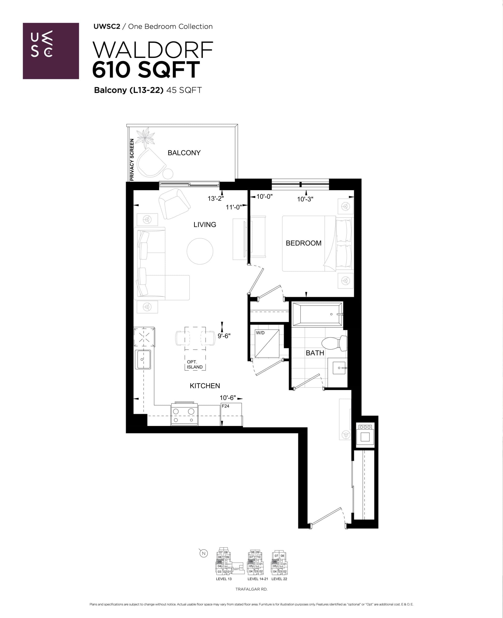 Waldorf Floor Plan at Upper West Side Condos 2 - 610 sq.ft