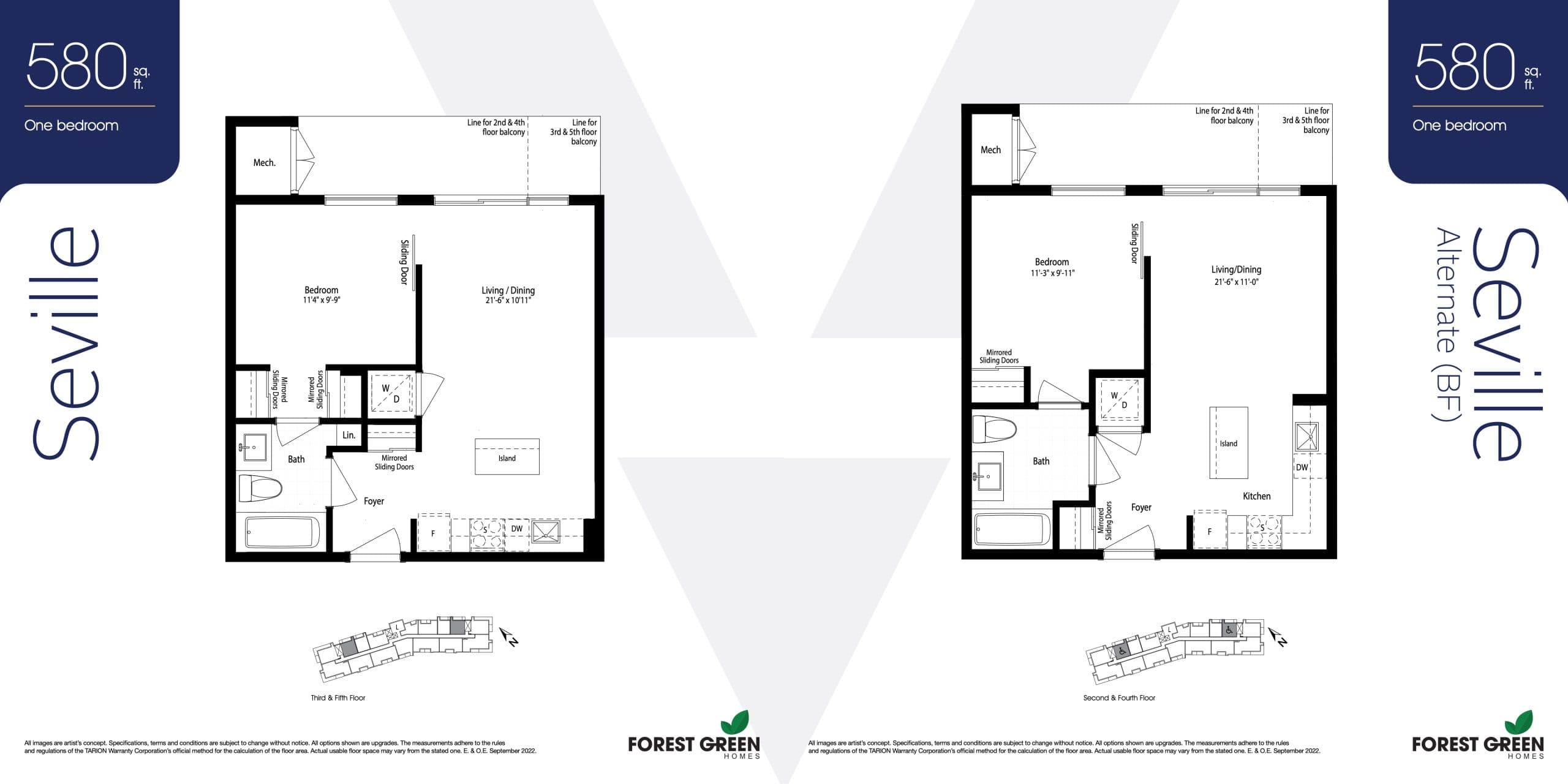 Seville Floor Plan at Vic Condos - 580 sq.ft