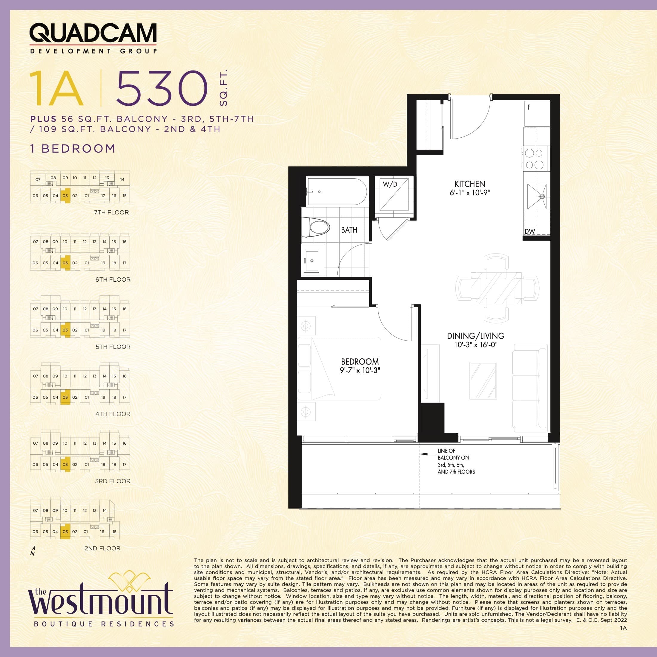 1A Floor Plan at Westmount Boutique Residences - 530 sq.ft