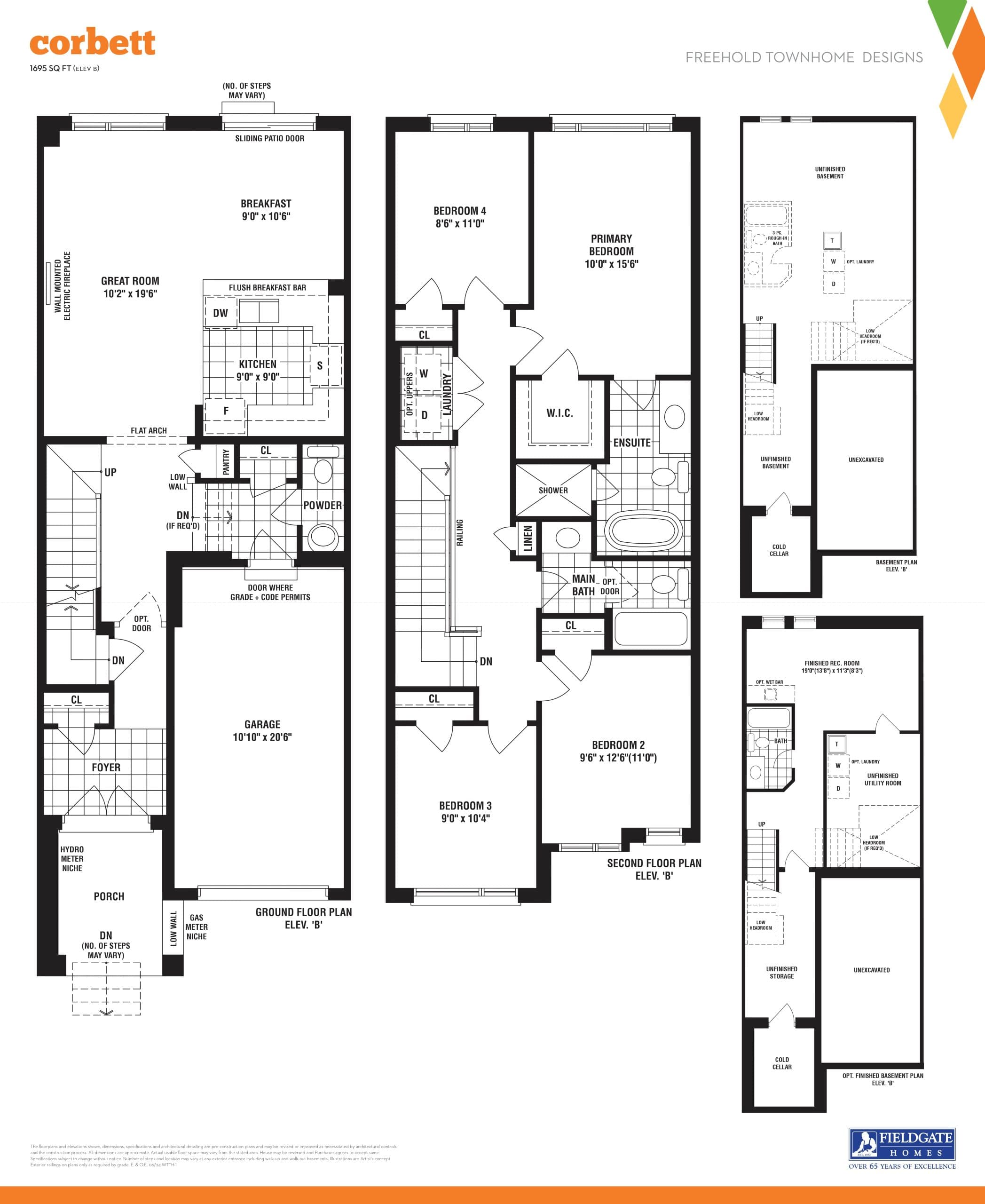 Corbett Floor Plan at Whitby Meadows by Fieldgate Homes - 1695 sq.ft