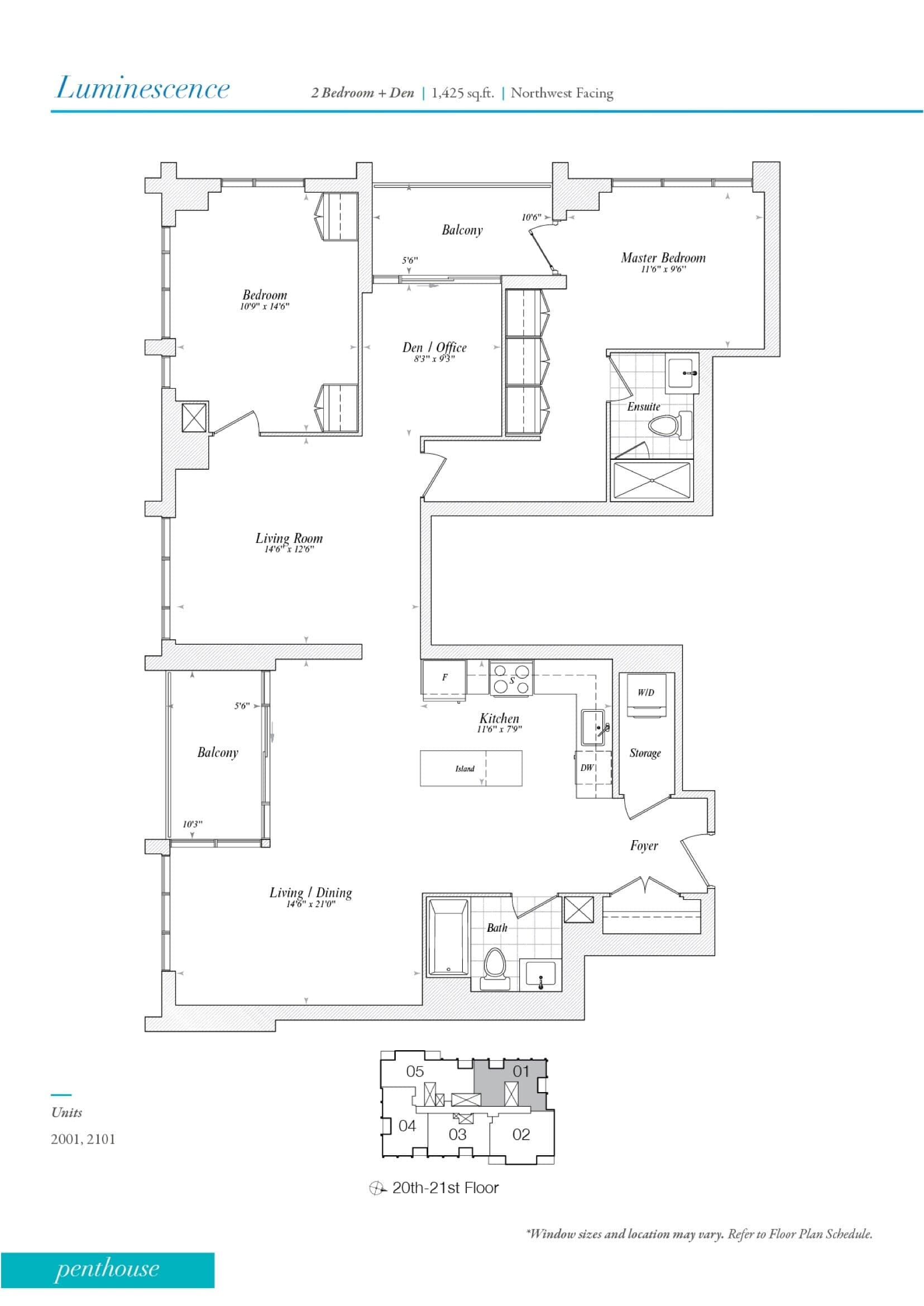 Luminescence Floor Plan at Illumina Condos - 1425 sq.ft