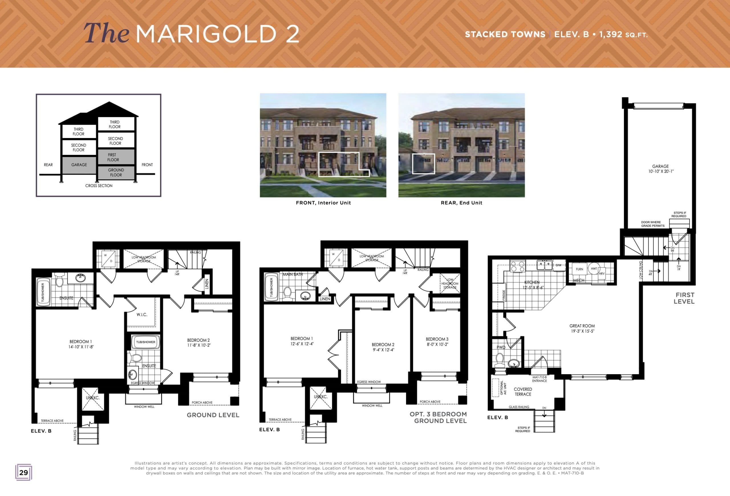 The Marigold 2 Floor Plan at Maya Urban Towns - 1392 sq.ft