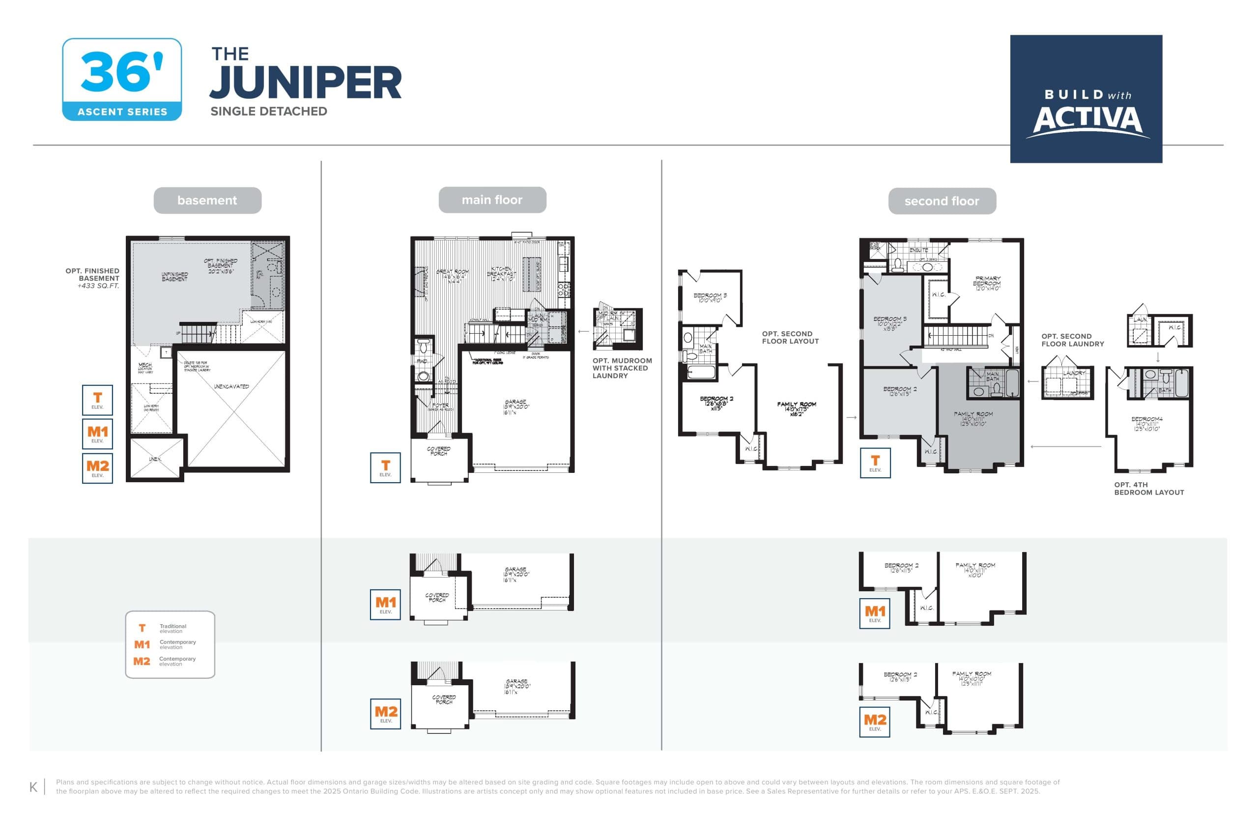 The Juniper Floor Plan at Trussler West Phase 2 by Activa Group - 1732 sq.ft