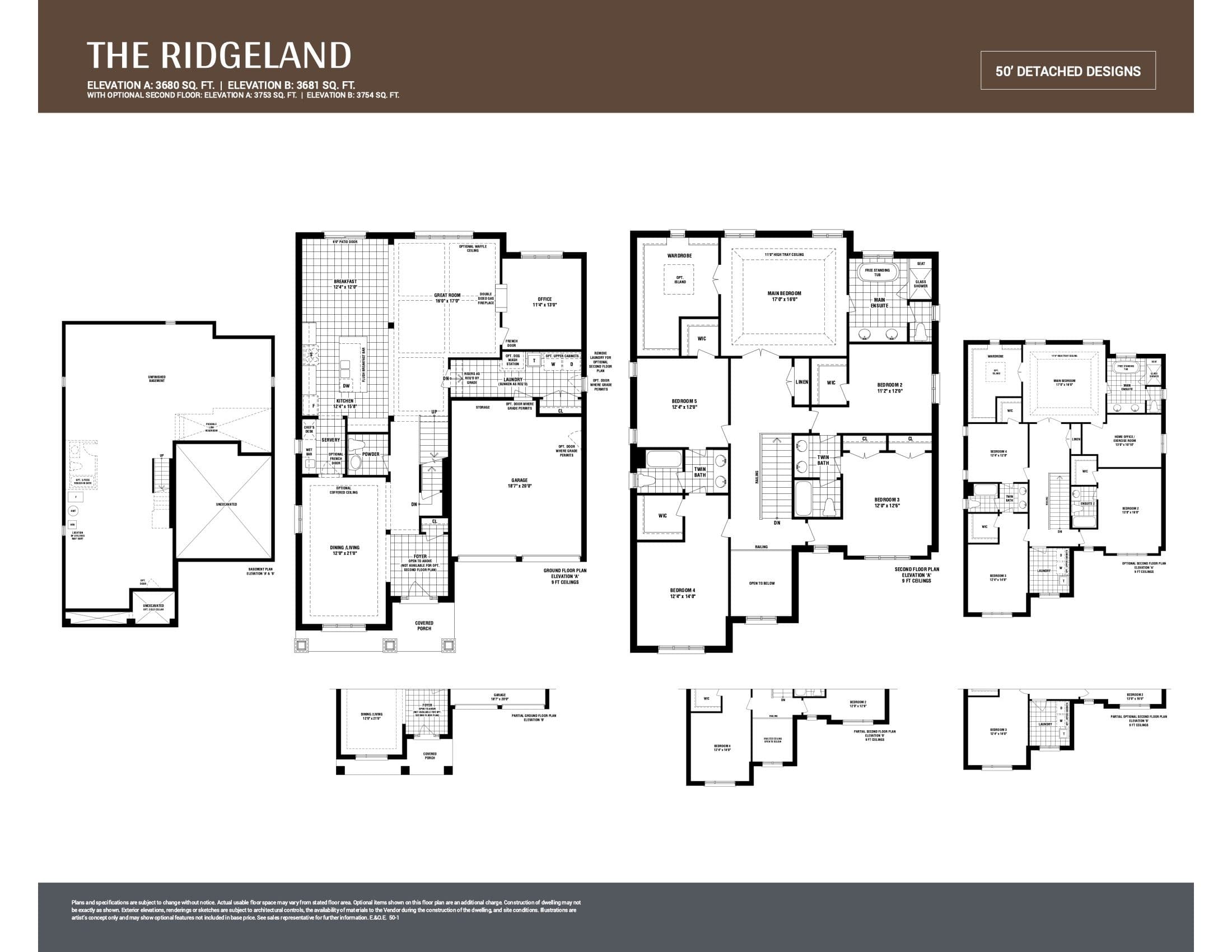 The Ridgeland Floor Plan at Bond Head Towns - 3680 sq.ft