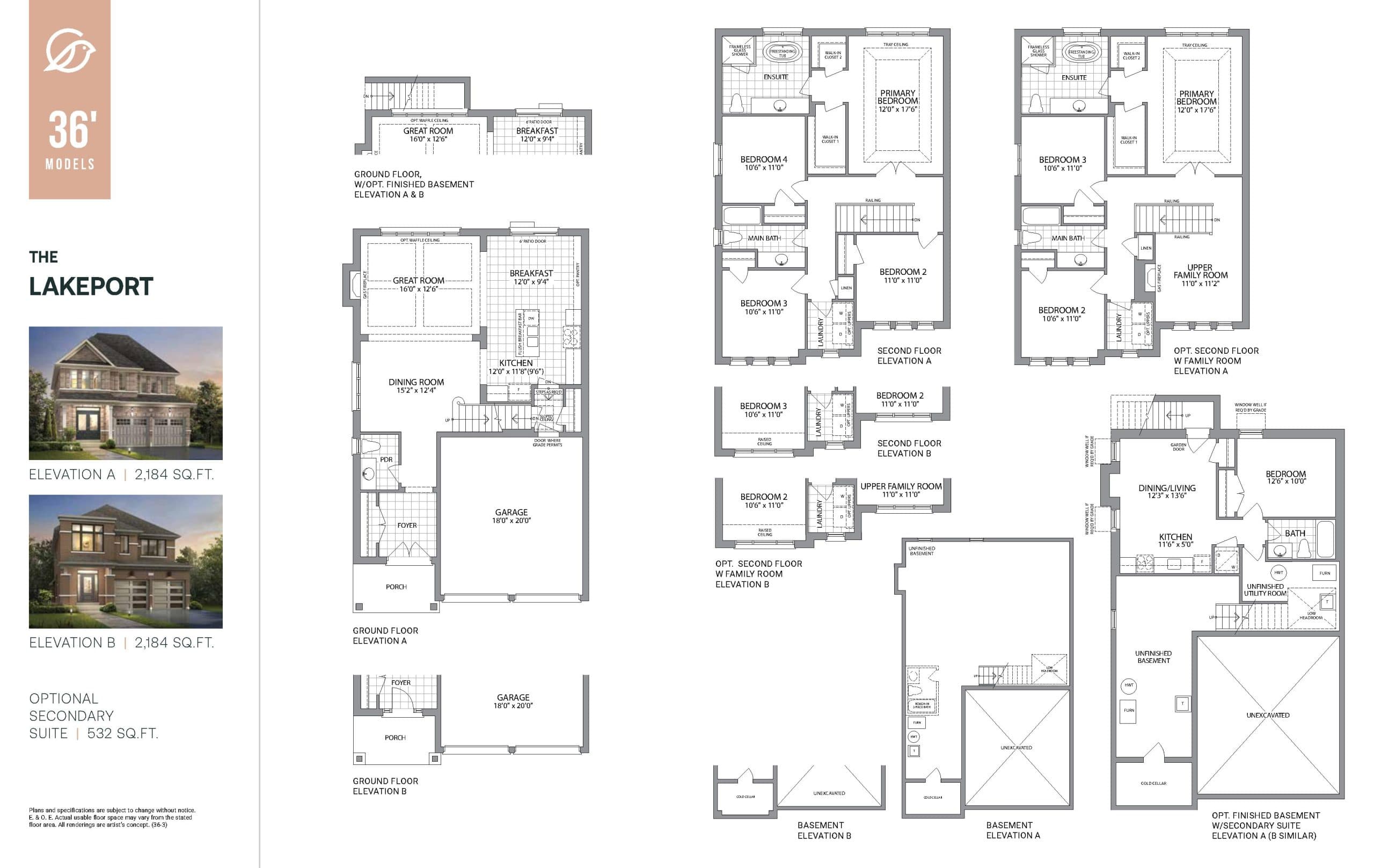 The Lakeport Floor Plan at Homestead Meadows Towns - 2184 sq.ft