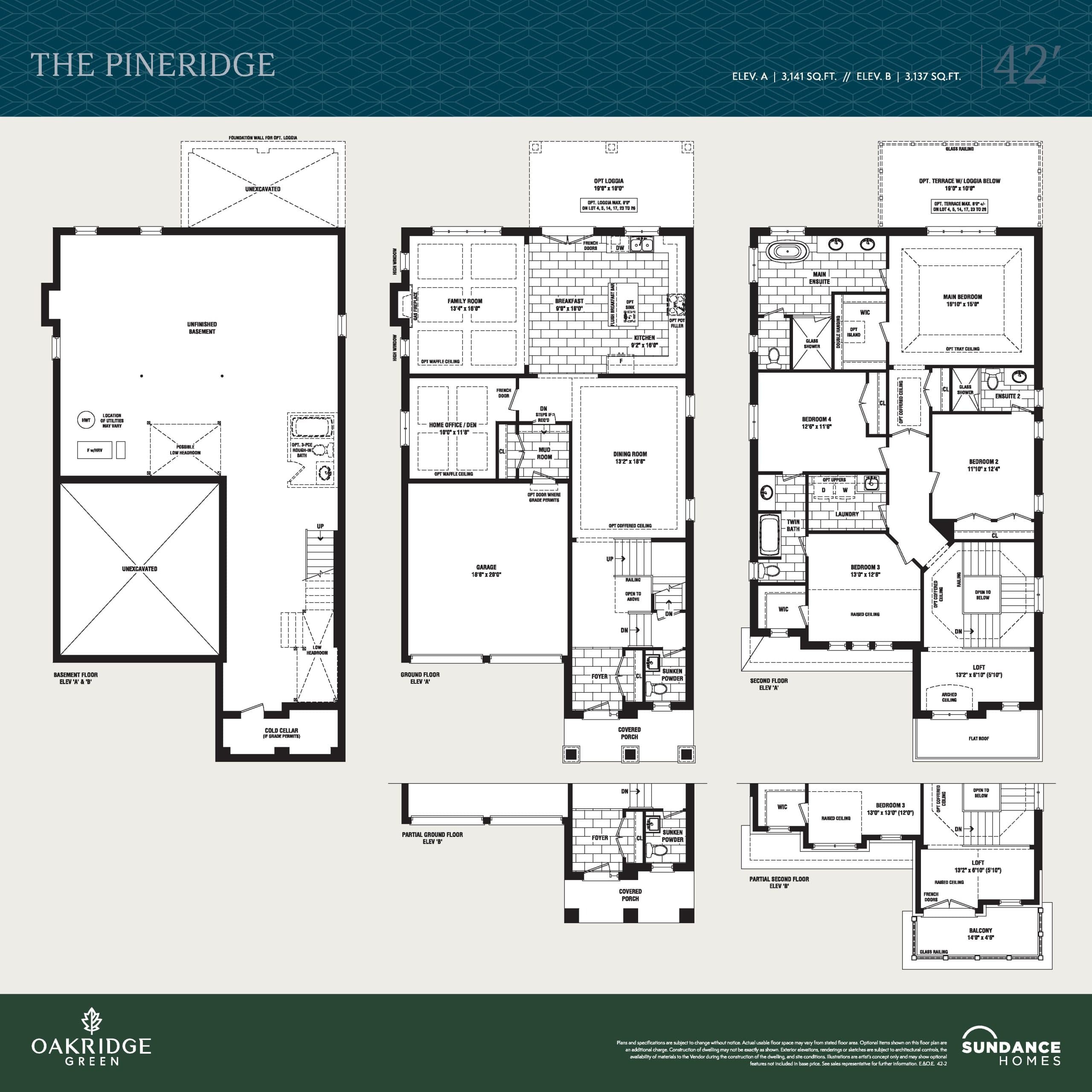 The Pineridge Floor Plan at Oakridge Green Homes - 3141 sq.ft