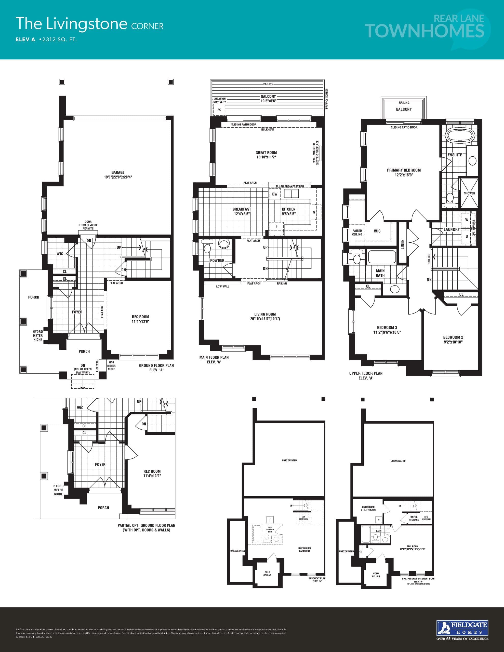 The Livingstone Corner Floor Plan at Seatonville by Fieldgate Homes - 2312 sq.ft