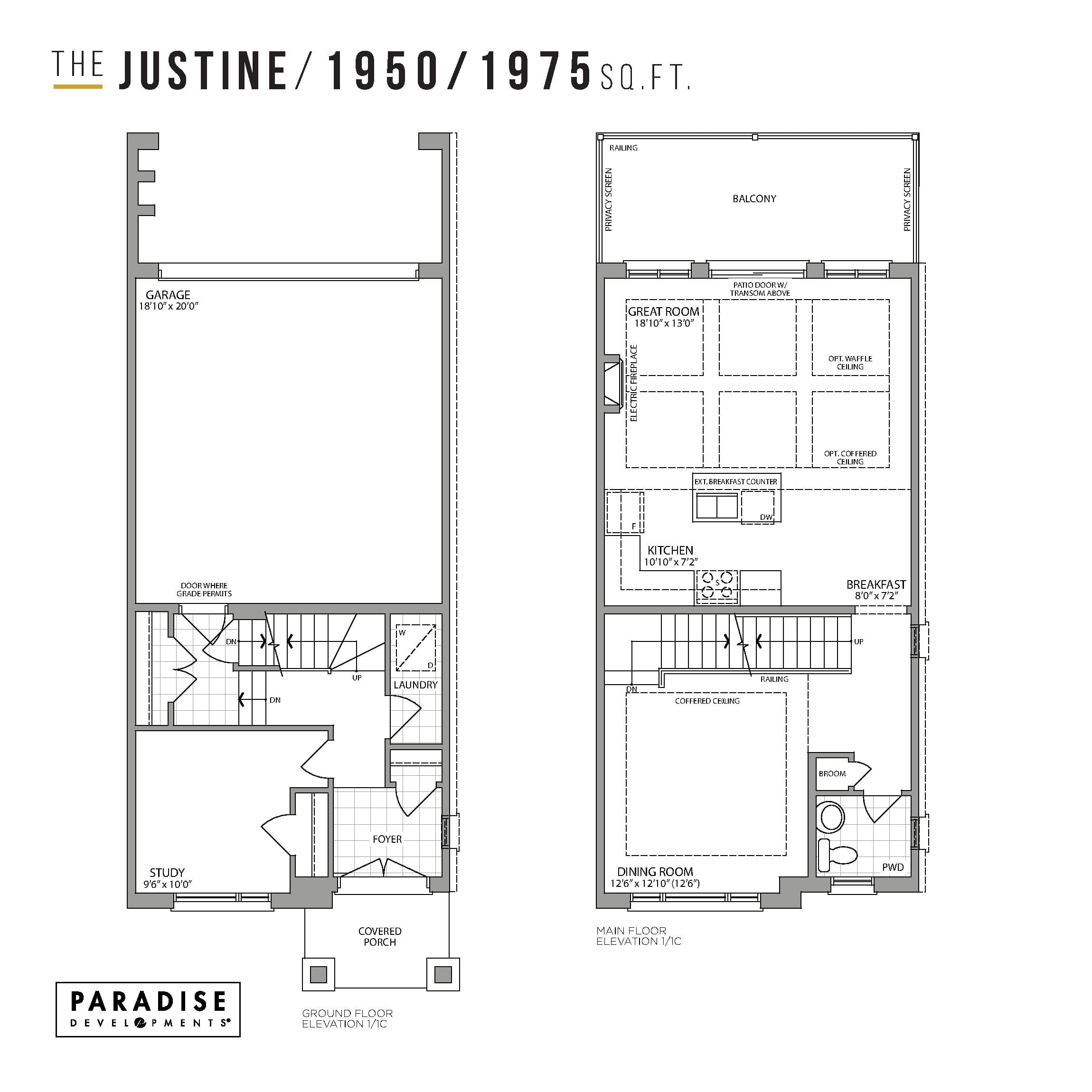 The Justine Floor Plan at Seatonville by Paradise Developments - 1975 sq.ft