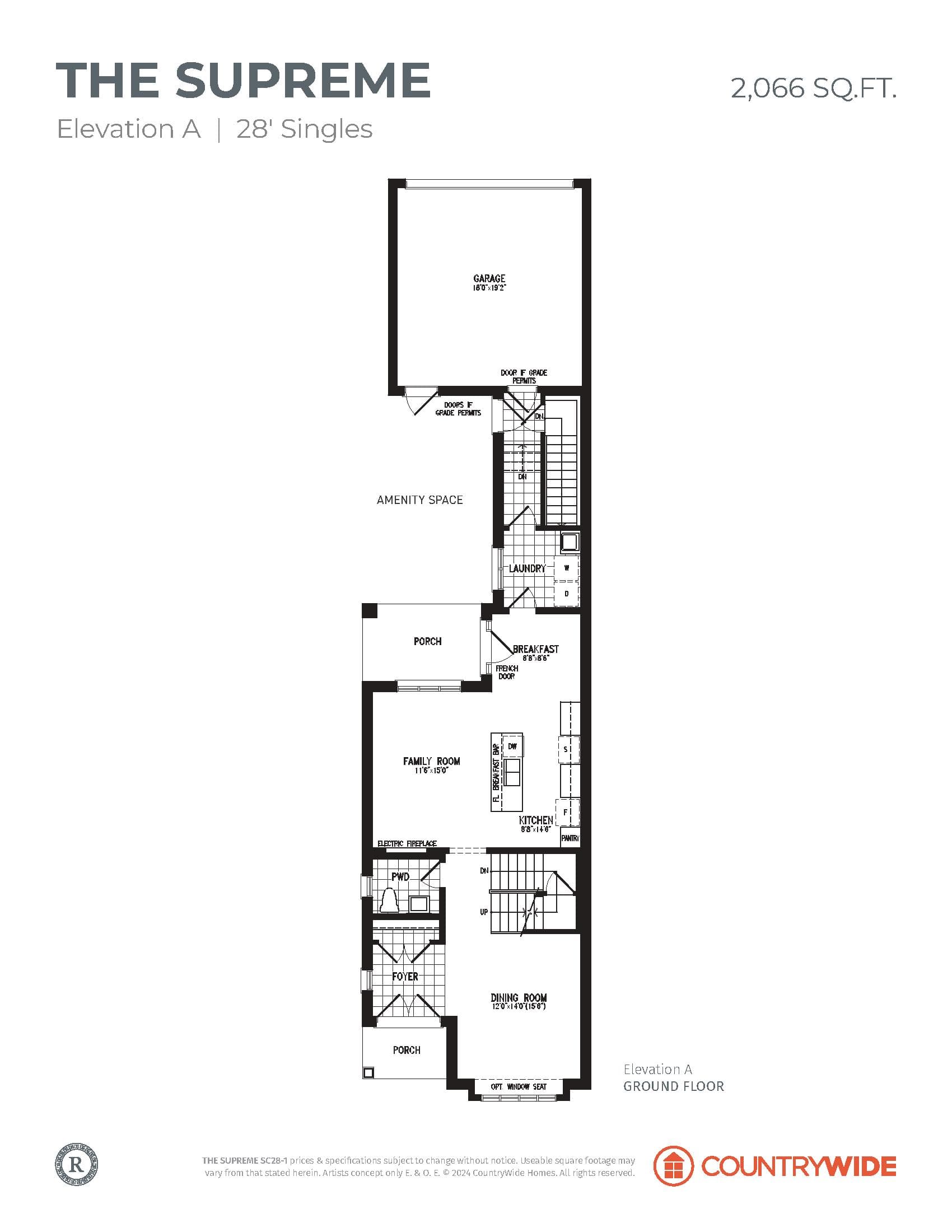 The Supreme (Elevation A) Floor Plan at South Cornell by CountryWide Homes - 2066 sq.ft