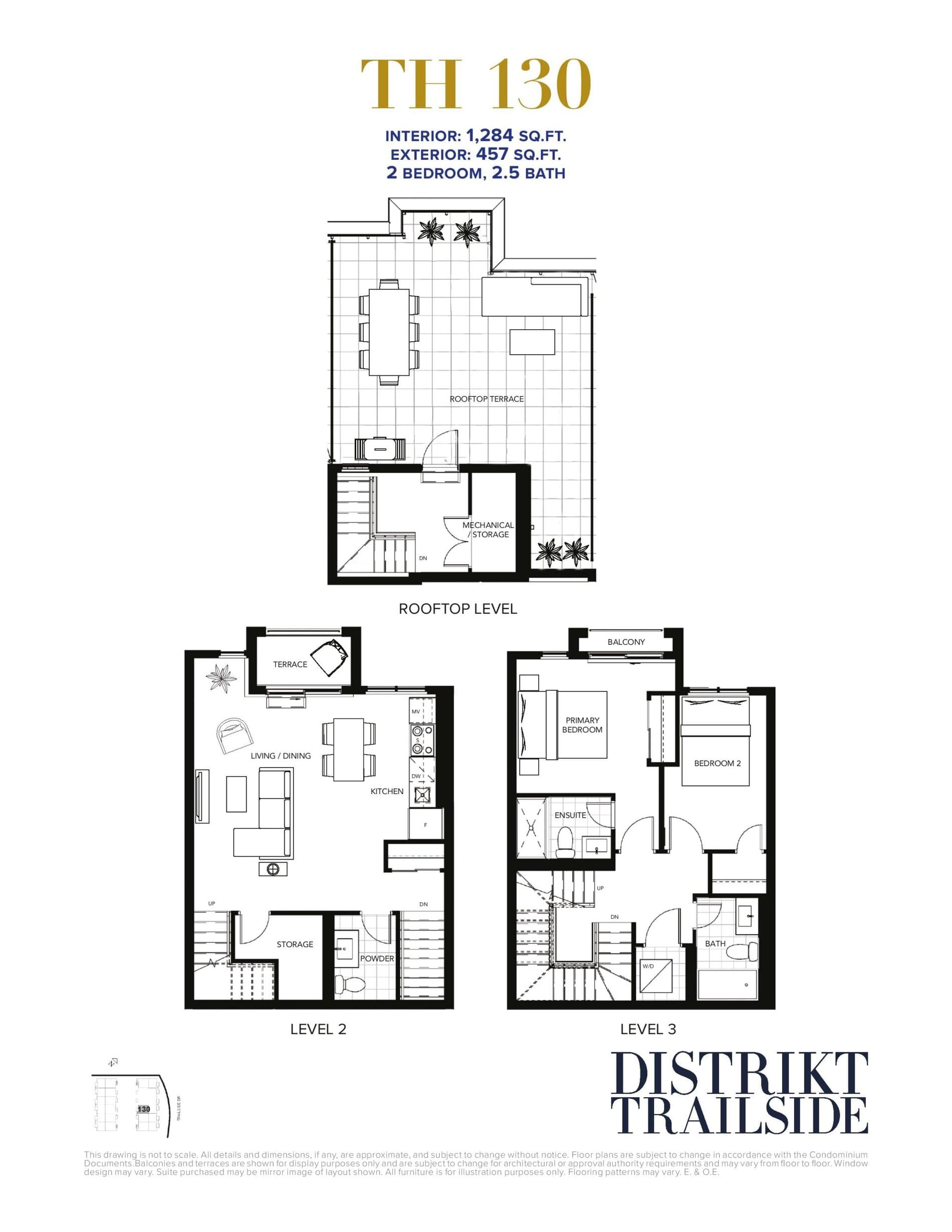 TH 130 Floor Plan at Distrikt Trailside Condos - 1284 sq.ft