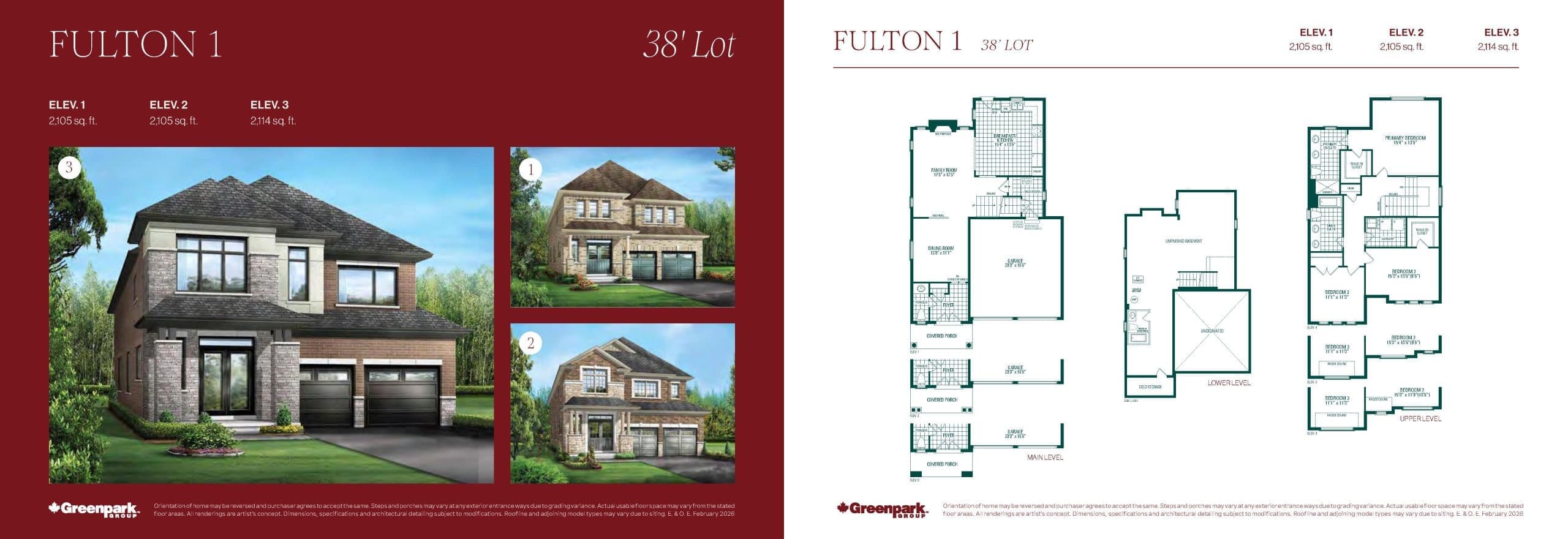 Fulton 1 Floor Plan at Novella by Greenpark Group - 2105 sq.ft