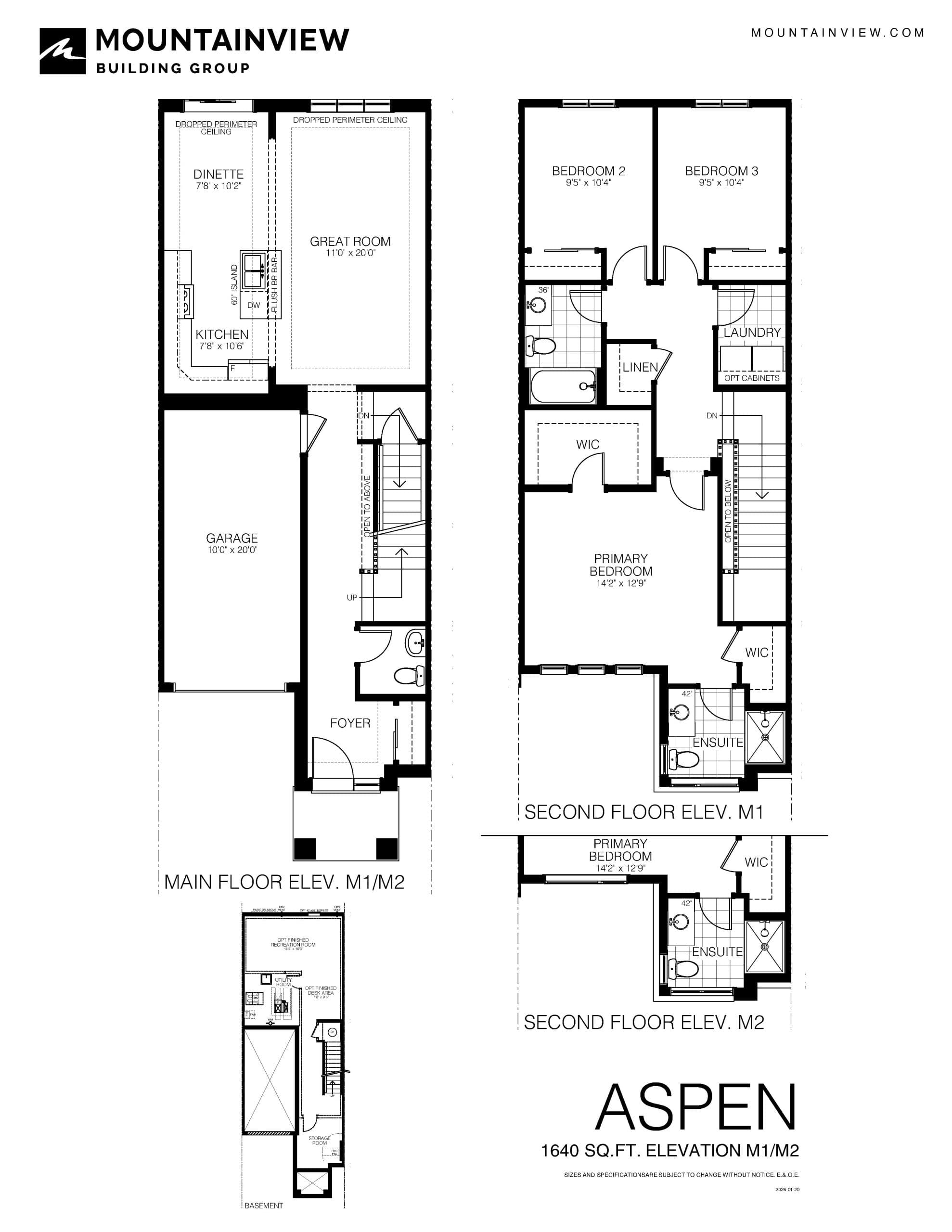 Aspen Floor Plan at West Creek Towns - 1640 sq.ft