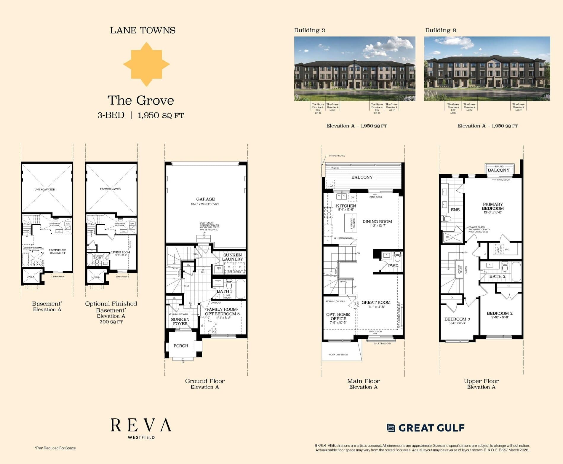 The Grove Floor Plan at Reva Westfield Towns - 1950 sq.ft