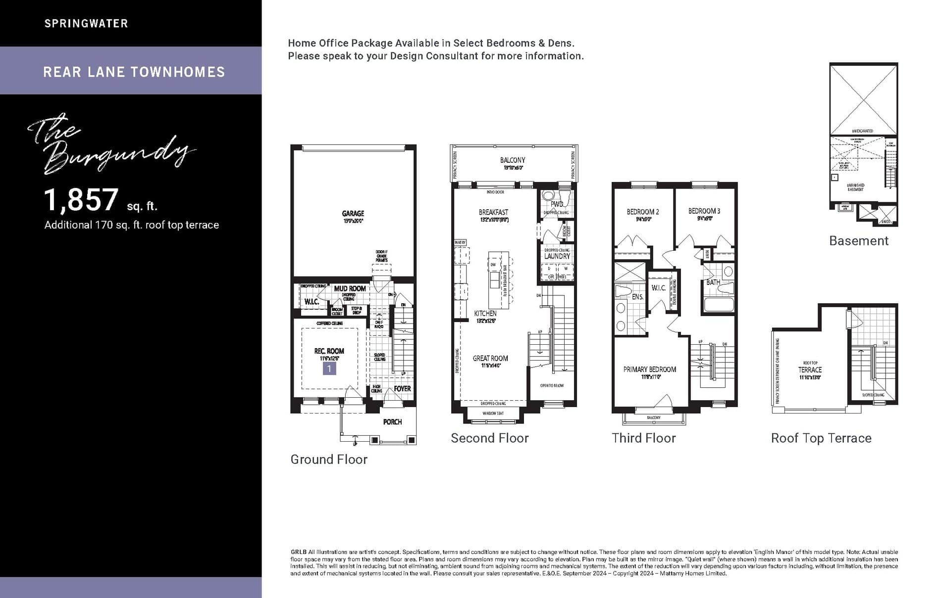 The Burgundy Floor Plan at Springwater Phase 3 - 1857 sq.ft