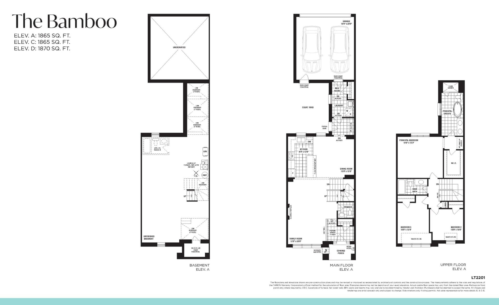 The Bamboo Floor Plan at Unionglen by Arista Homes - 1865 sq.ft