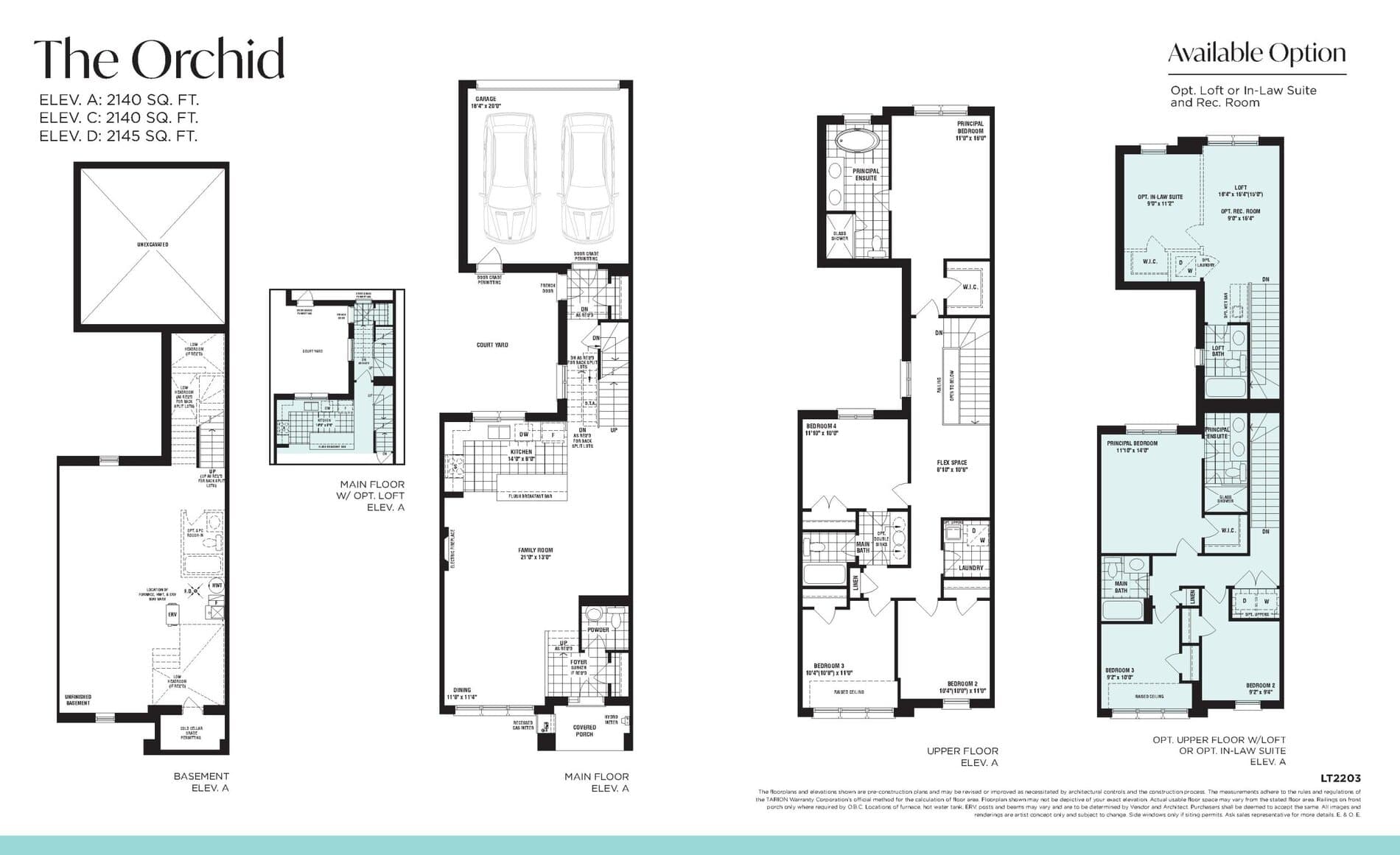 The Orchid Floor Plan at Unionglen by Arista Homes - 2140 sq.ft