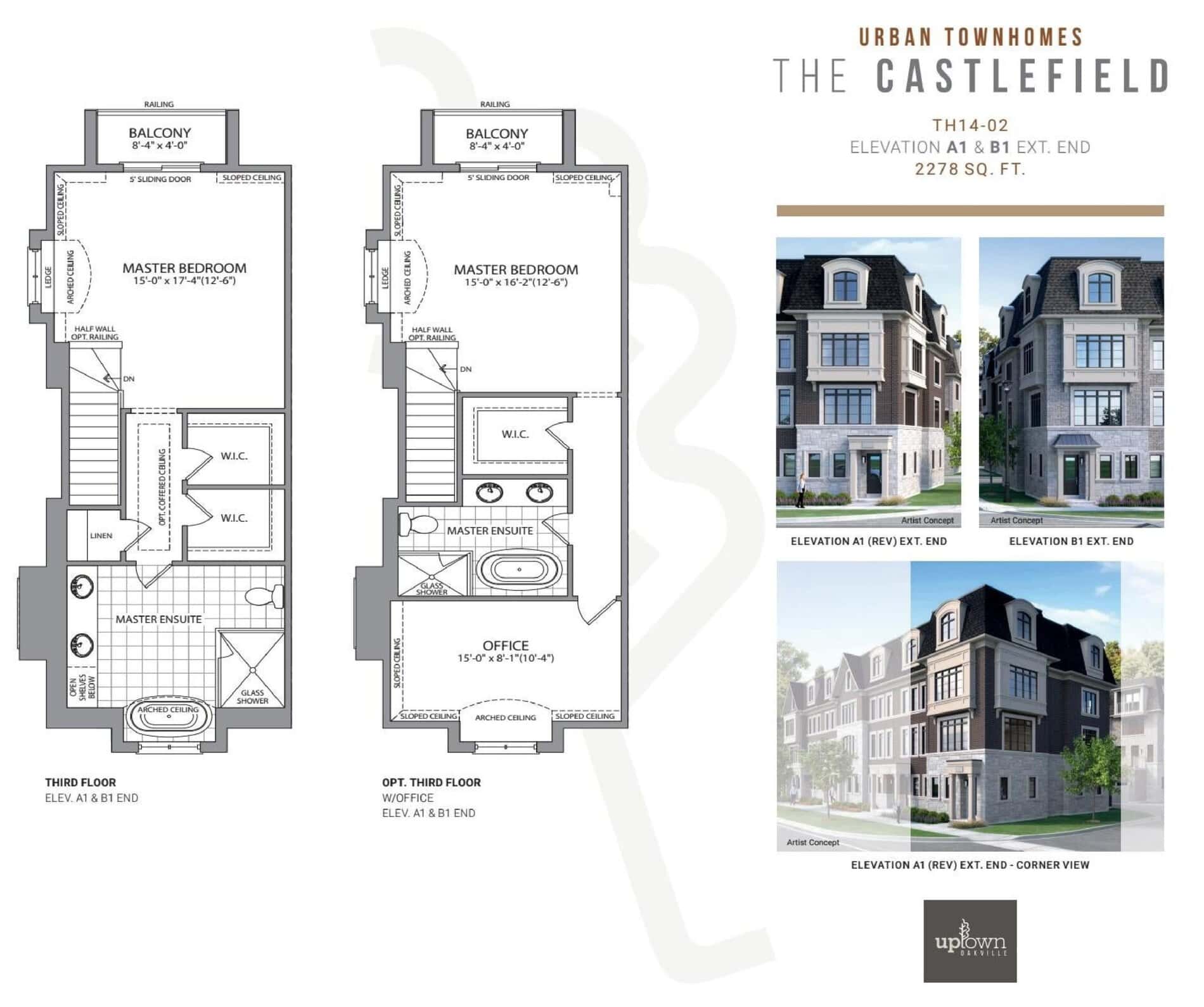 The Castlefield Floor Plan at Uptown Oakville Towns - 2278 sq.ft