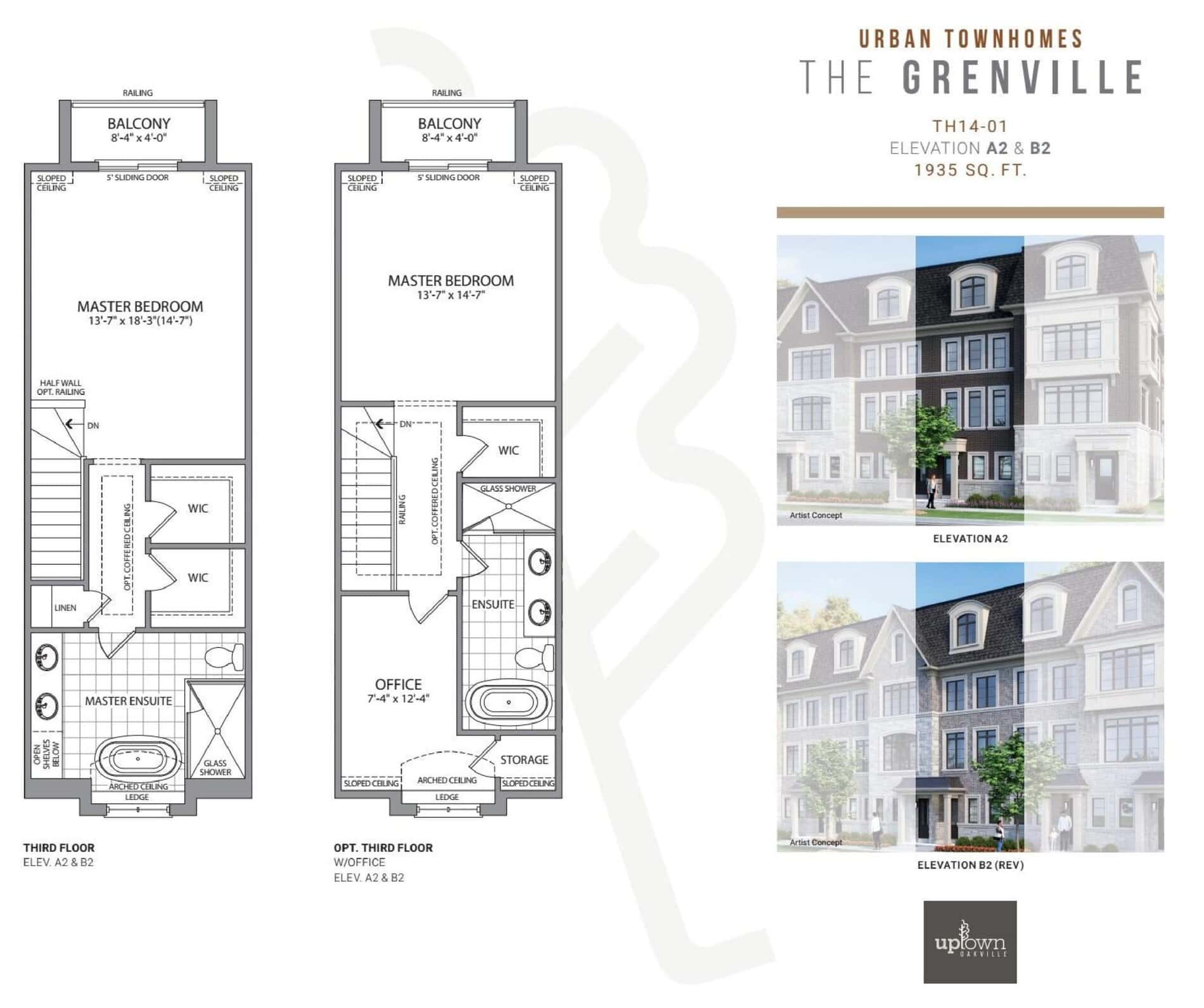 The Grenville Floor Plan at Uptown Oakville Towns - 1935 sq.ft