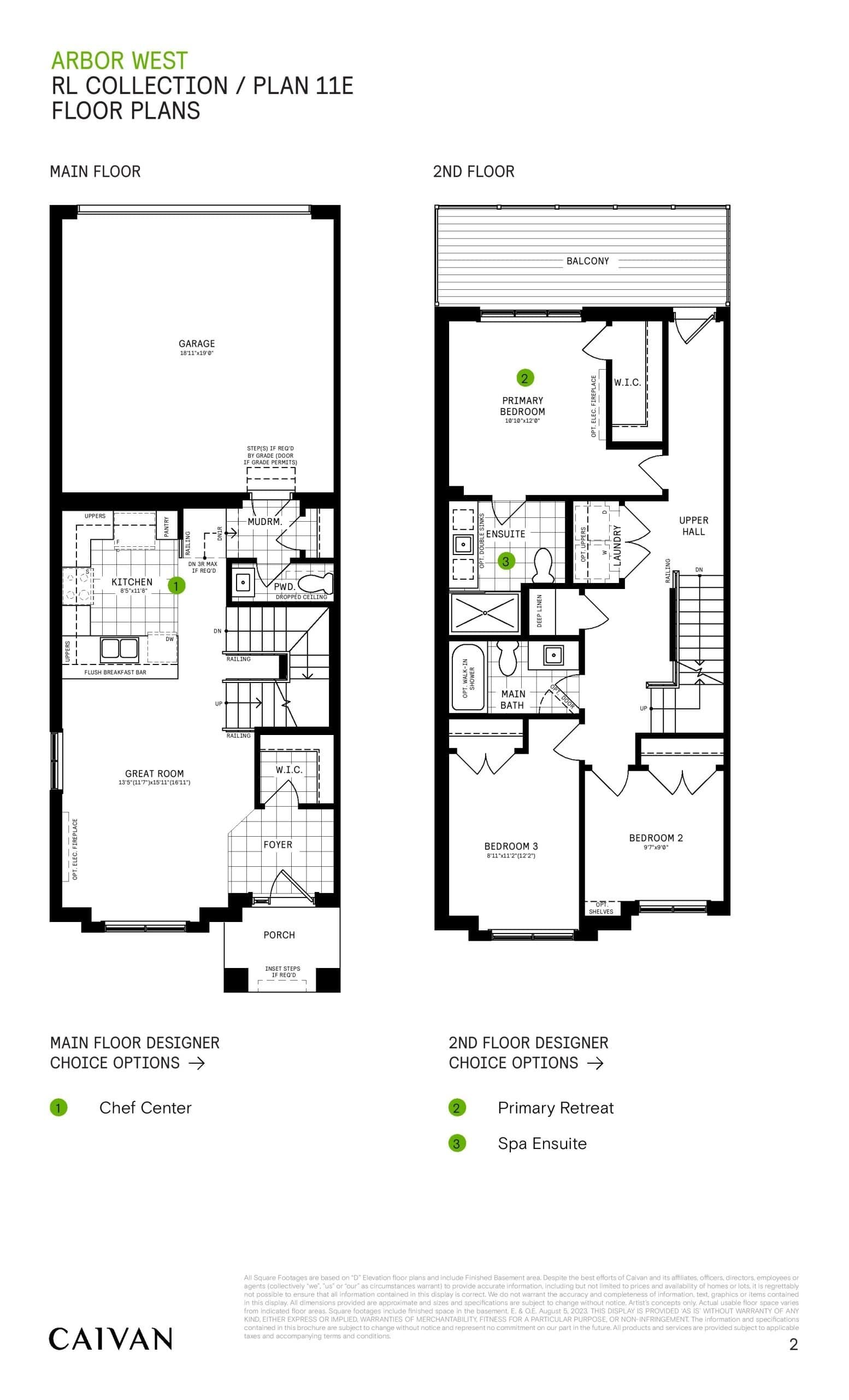 Plan 11E - RL Collection Floor Plan at Arbor West Towns - 2206 sq.ft