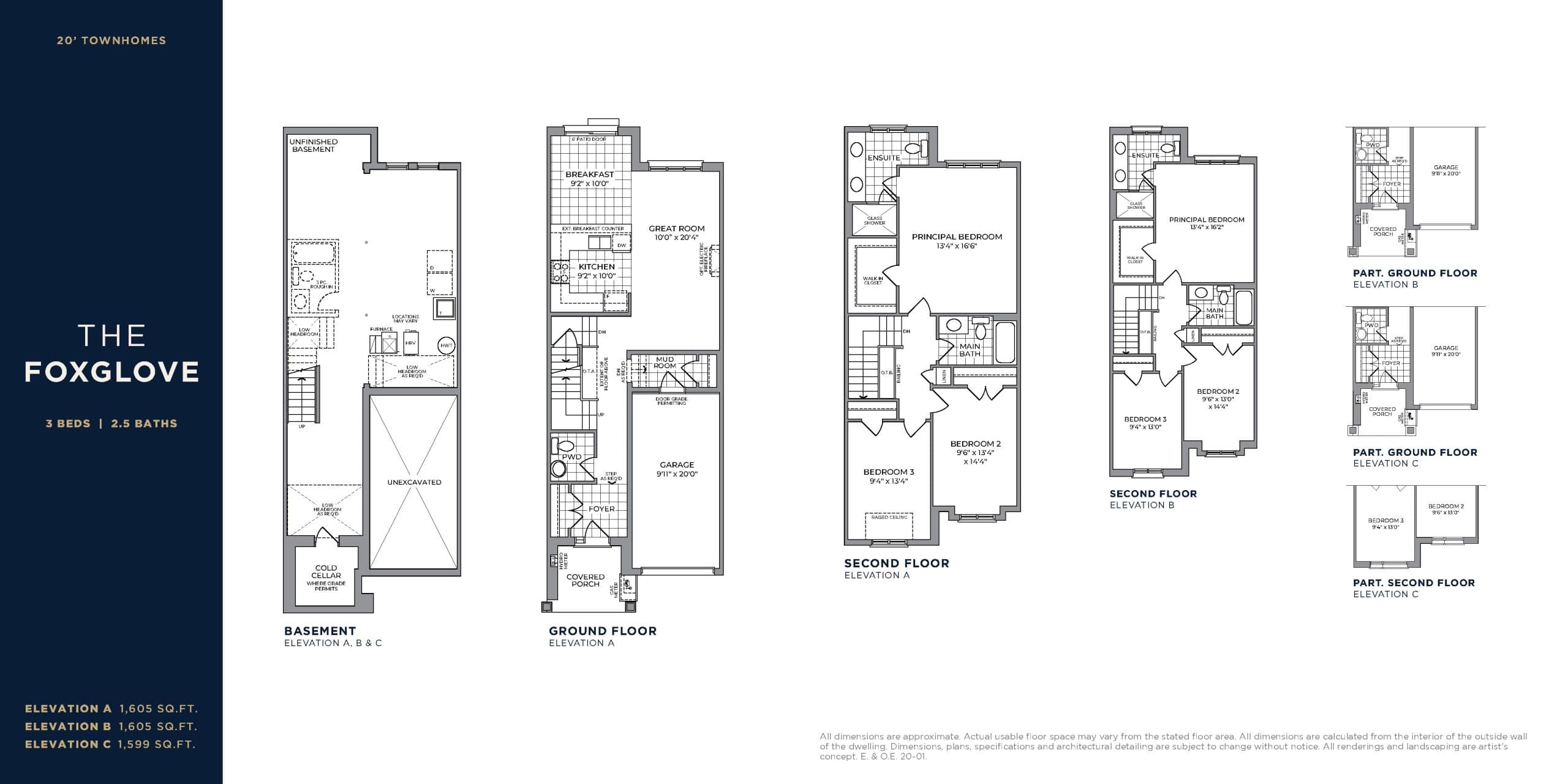 The Foxglove Floor Plan at Heartwood Village Towns - 1605 sq.ft