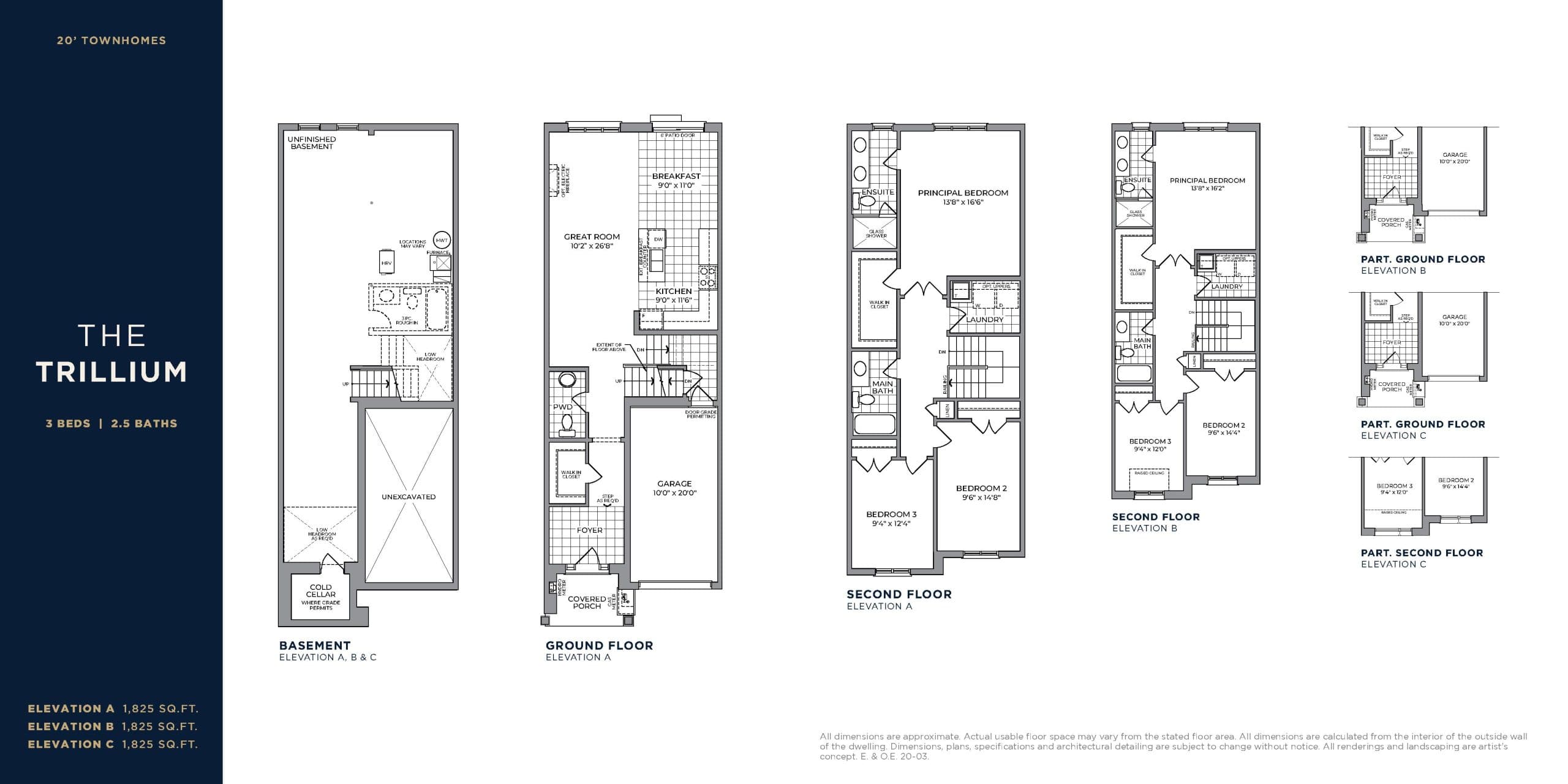 The Trillium Floor Plan at Heartwood Village Towns - 1825 sq.ft