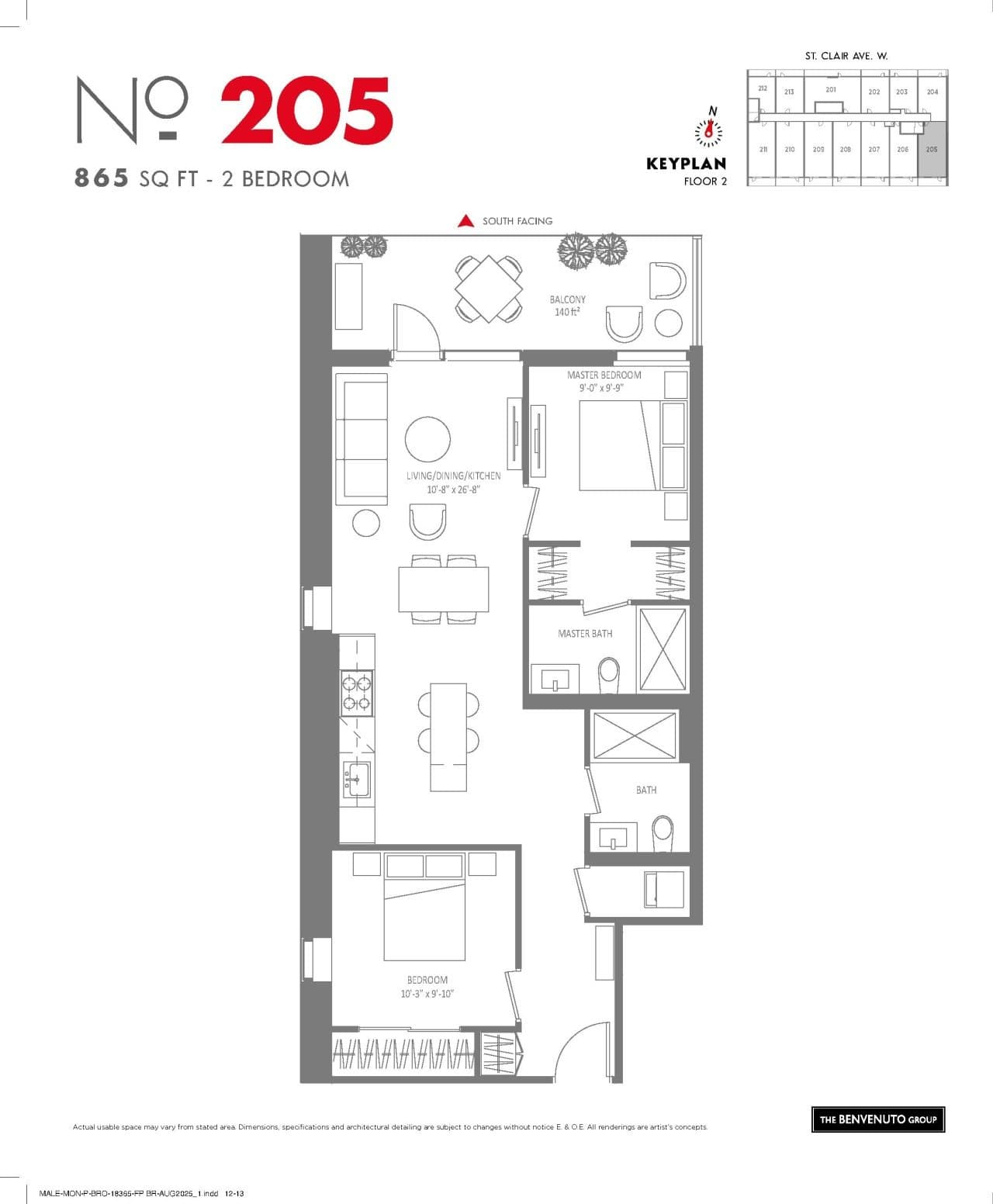 Suite 205 Floor Plan at Monza Condos - 865 sq.ft