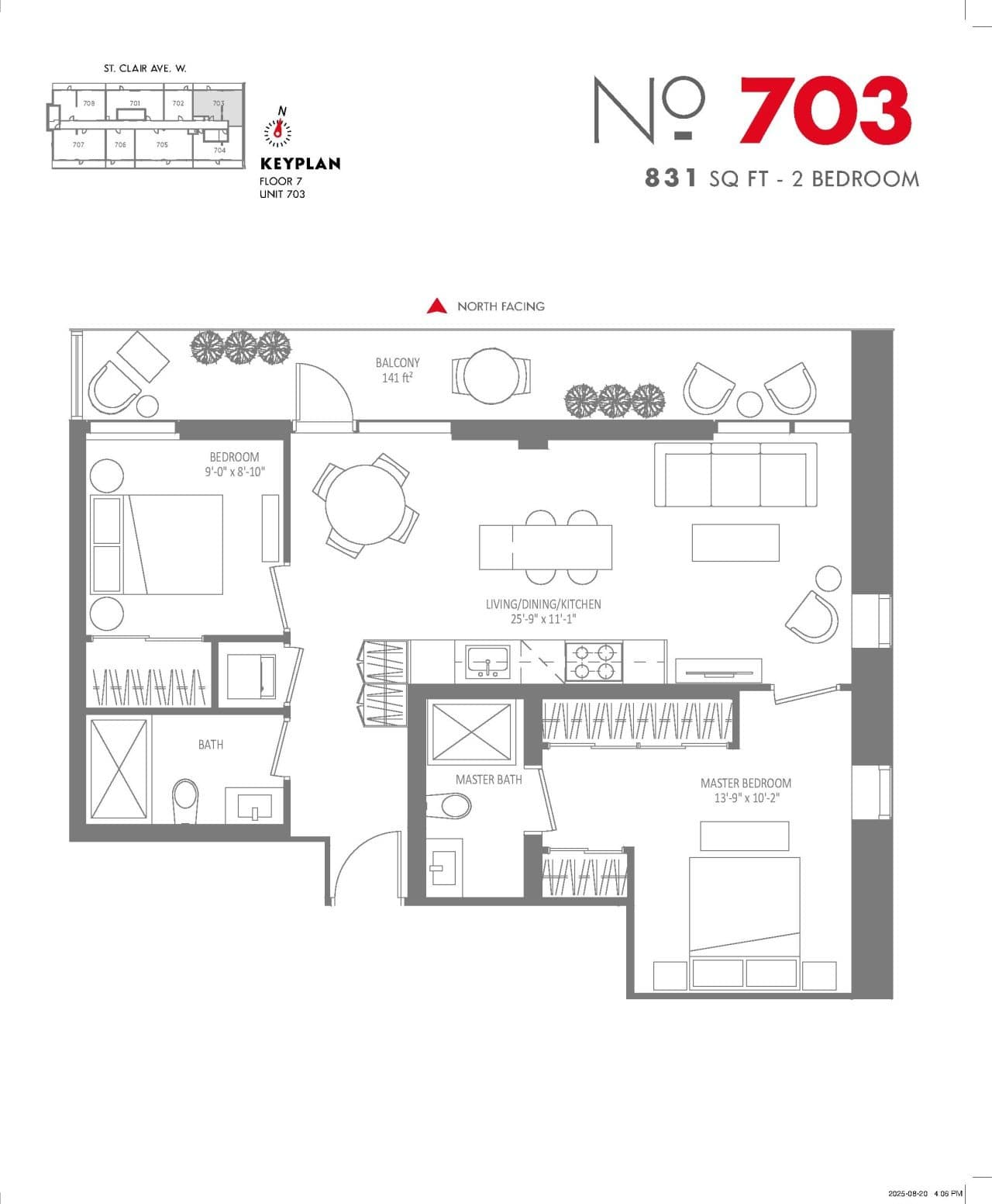 Suite 703 Floor Plan at Monza Condos - 831 sq.ft