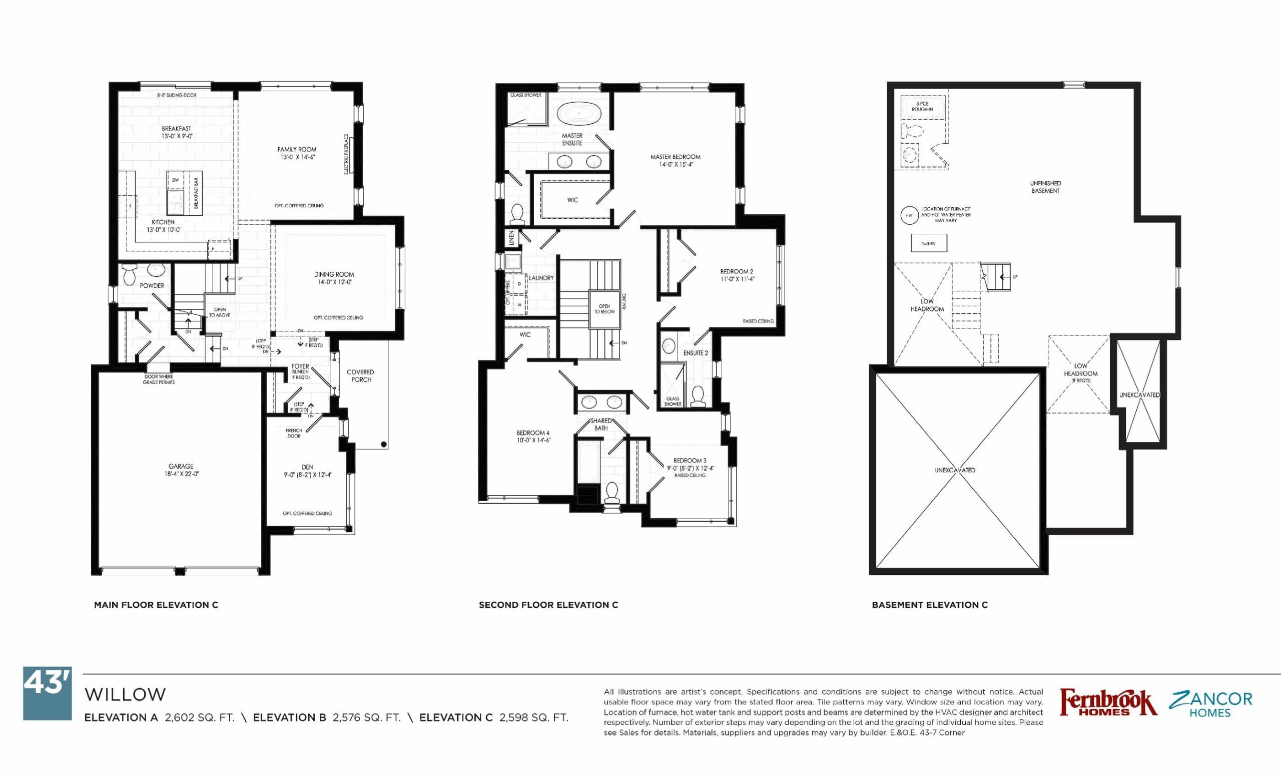 Willow Floor Plan at Southbay at River's Edge - 2602 sq.ft