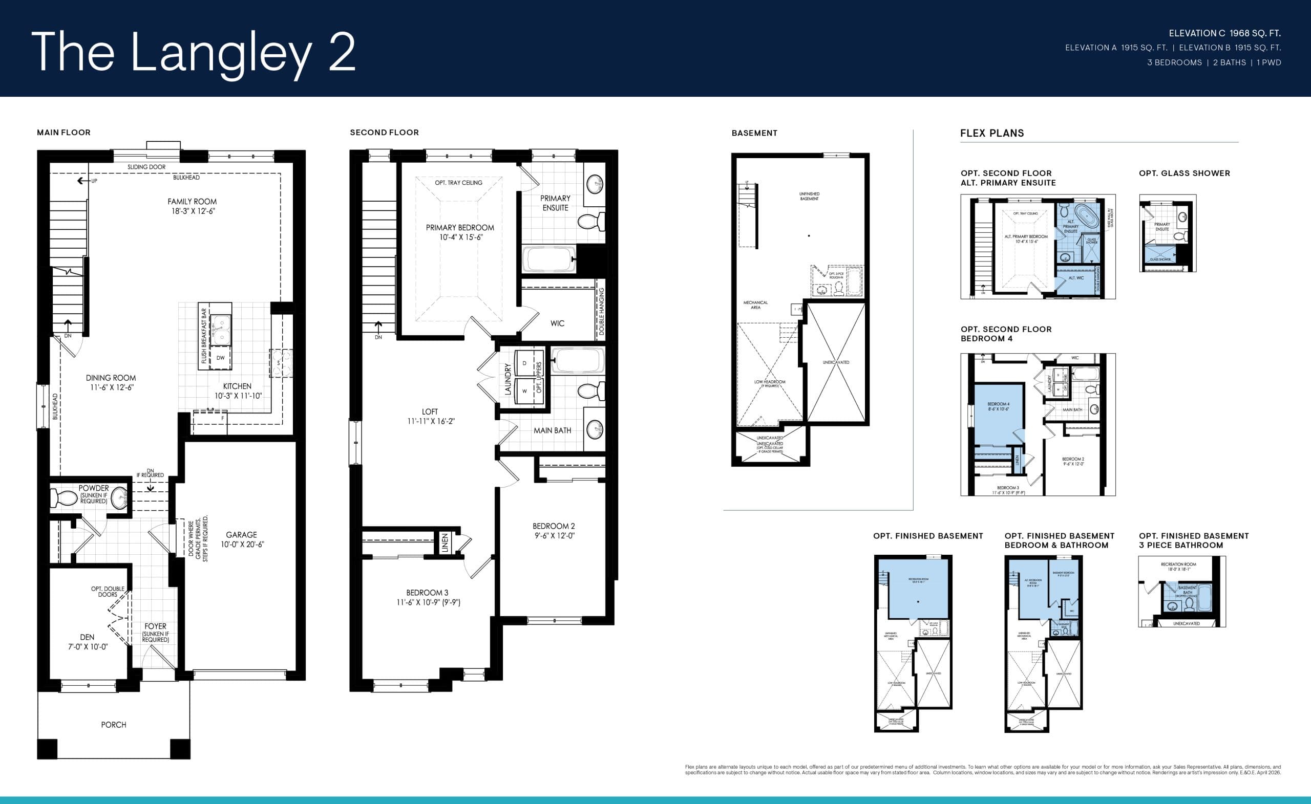 The Langley 2 Floor Plan at The Heights of Harmony East - 1915 sq.ft