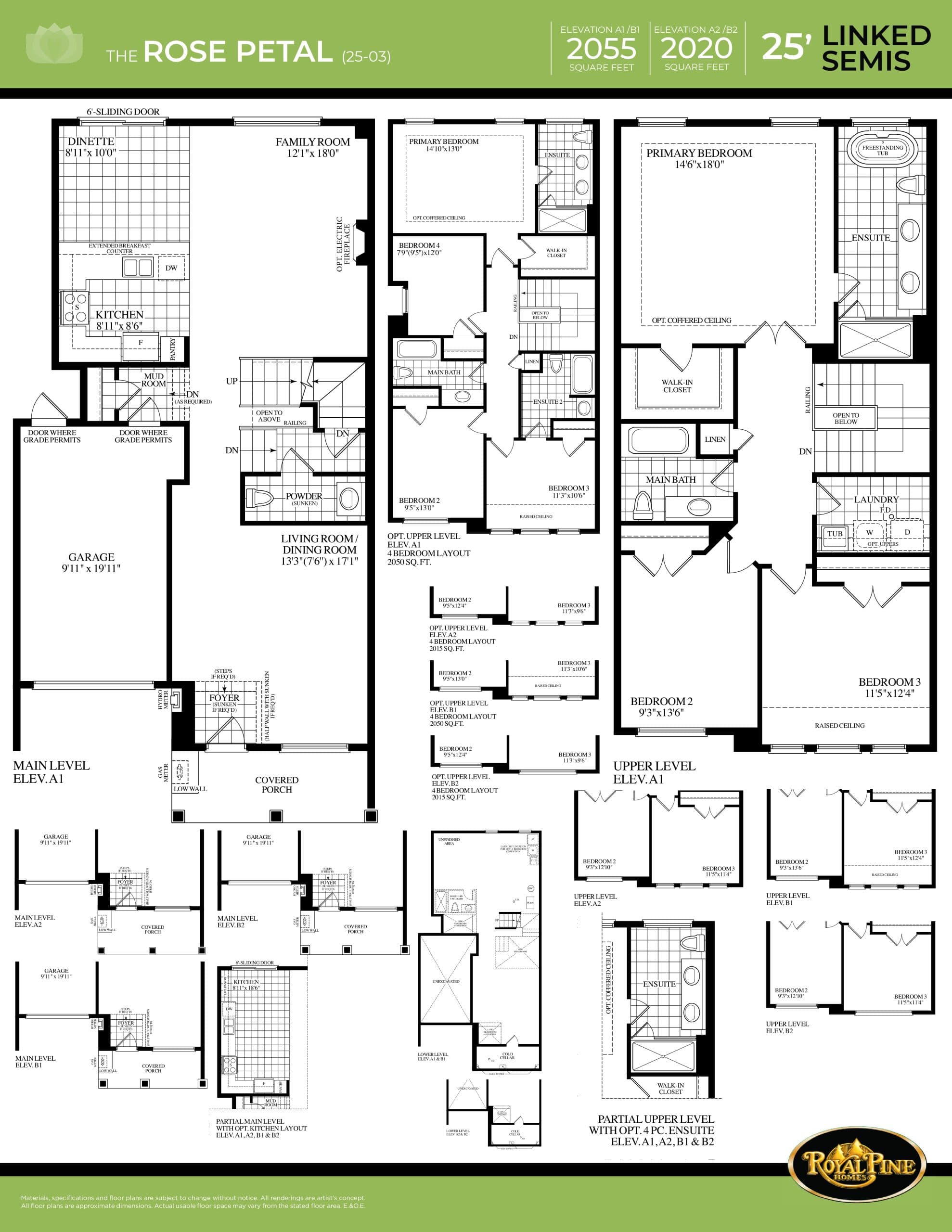 The Rose Petal Floor Plan at Mayfield Village by Royal Pine Homes - 2055 sq.ft