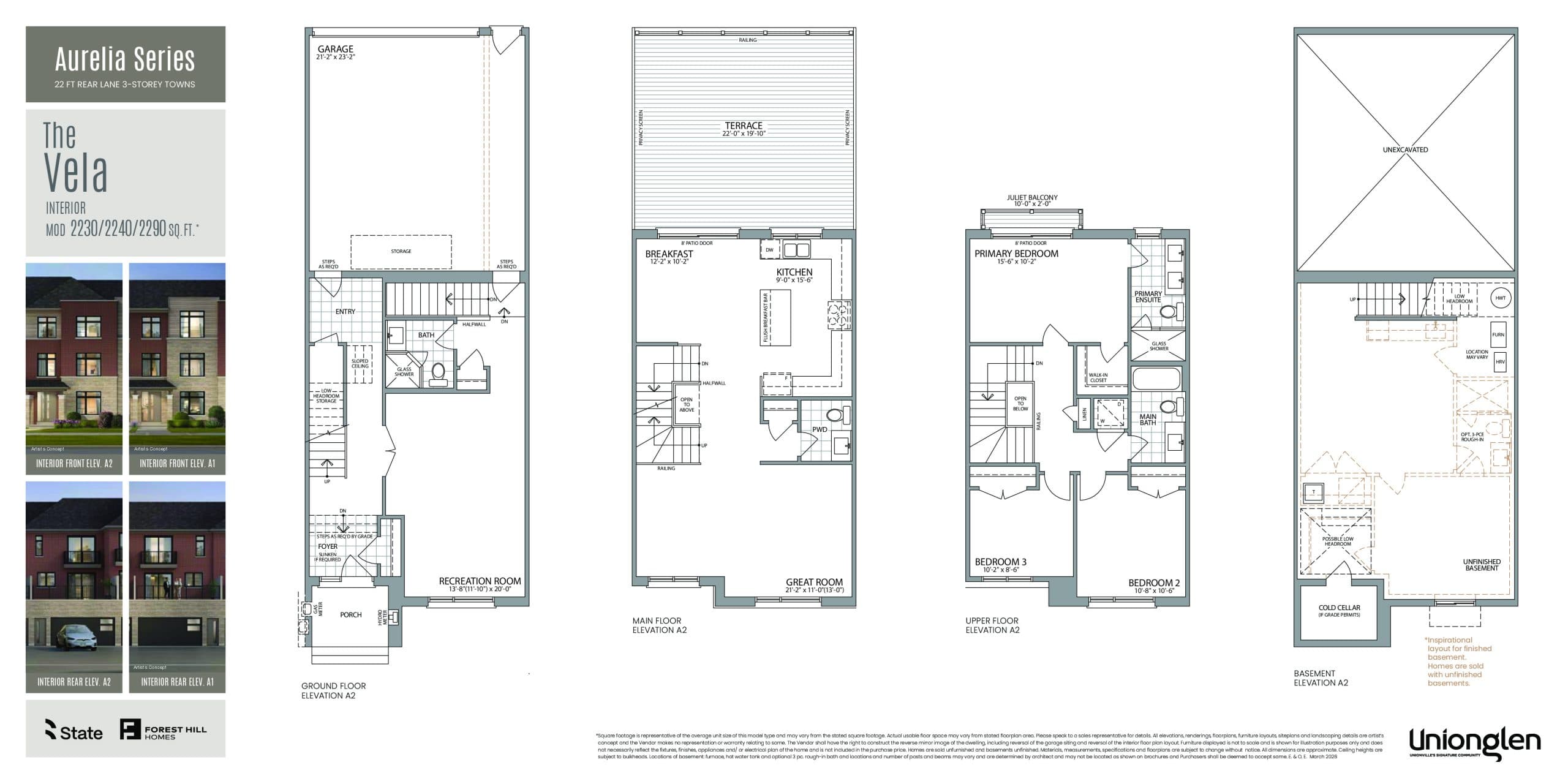 The Vela Floor Plan at Unionglen by Forest Hill Homes - 2230 sq.ft